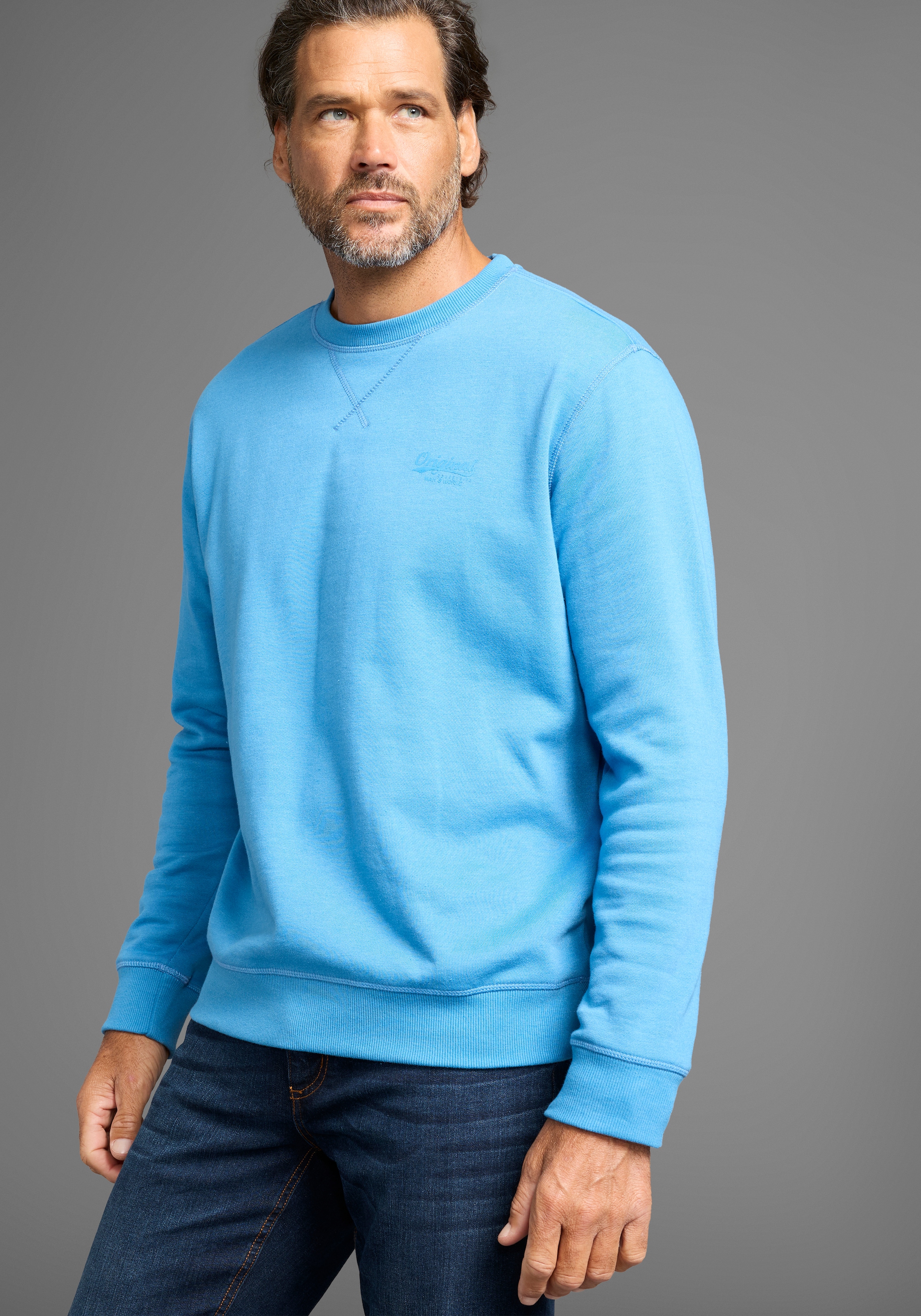 Mans World Sweatshirt, Langarm, Basic-Stil, unifarben, Rundhalsausschnitt günstig online kaufen