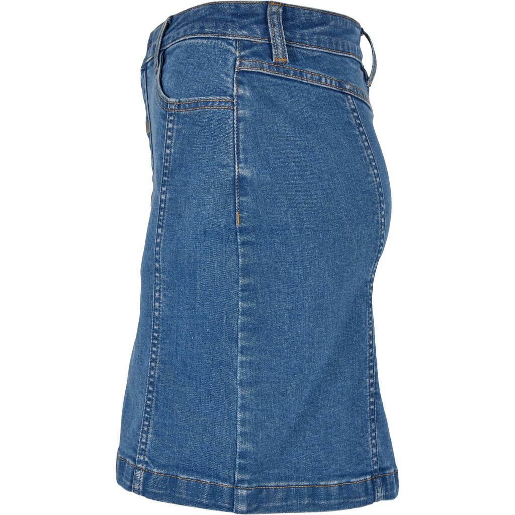 URBAN CLASSICS Sommerrock »Urban Classics Damen Ladies Organic Stretch Button Denim Skirt«, (1 tlg.)