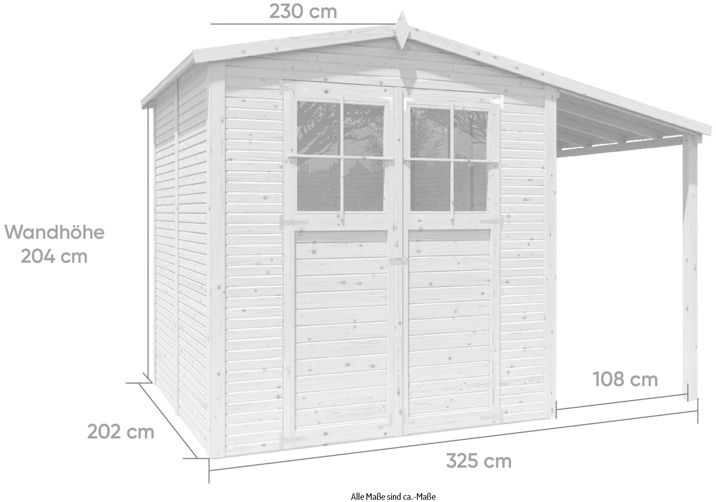 KONIFERA Gartenhaus »Alto 3 PLUS Fineline Satteldach«, mit Anbaudach