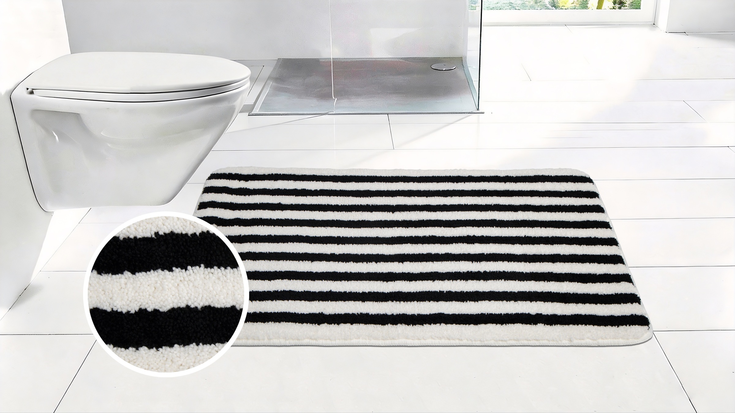 OTTO home Badematte "Streifen, Jannika, Badvorleger, Badezimmer Teppich" Höhe 12 mm rutschhemmend beschichtet fußbodenheizungsgeeignet schnell trocknend Scandi, modern, gestreift, Badteppich, Badematten