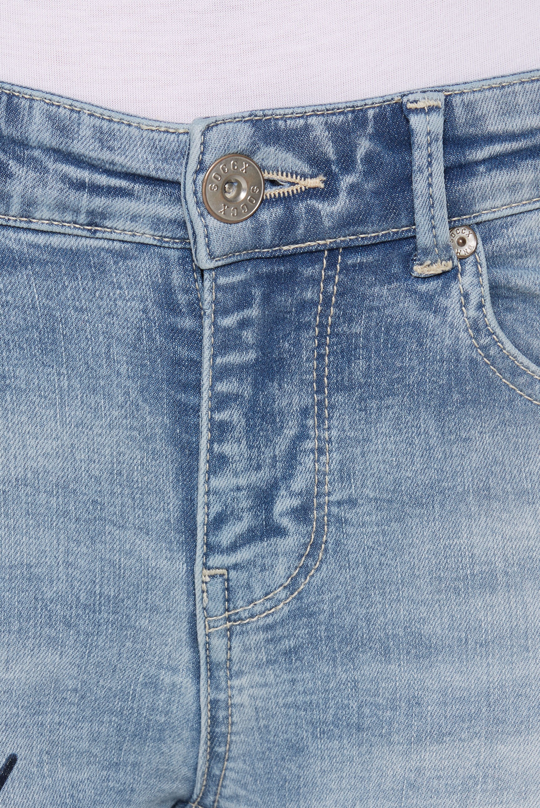 SOCCX Slim-fit-Jeans, mit verkürztem Bein
