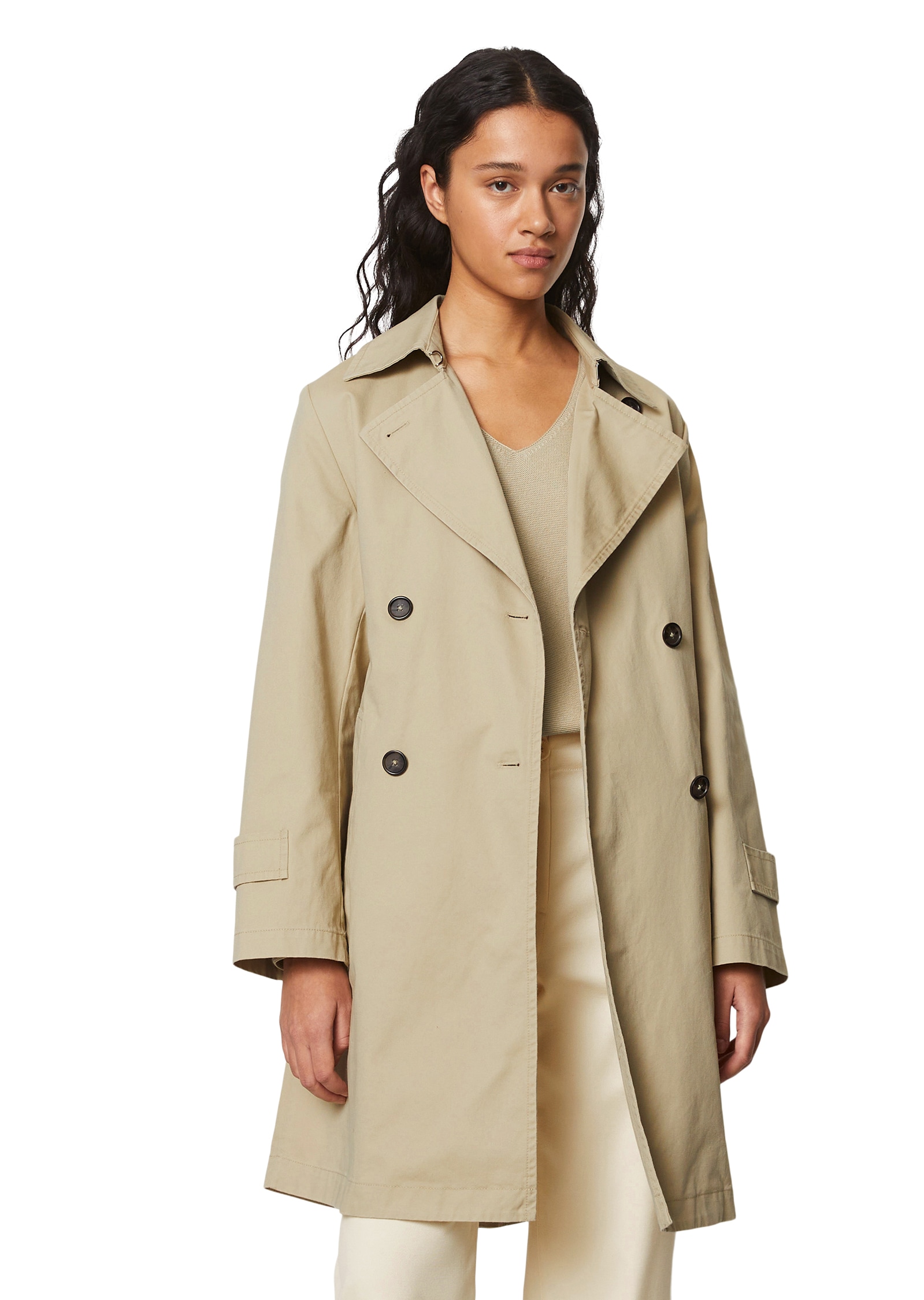 Marc O'Polo Trenchcoat, im klassischen Zweireiher-Stil mit breitem Revers