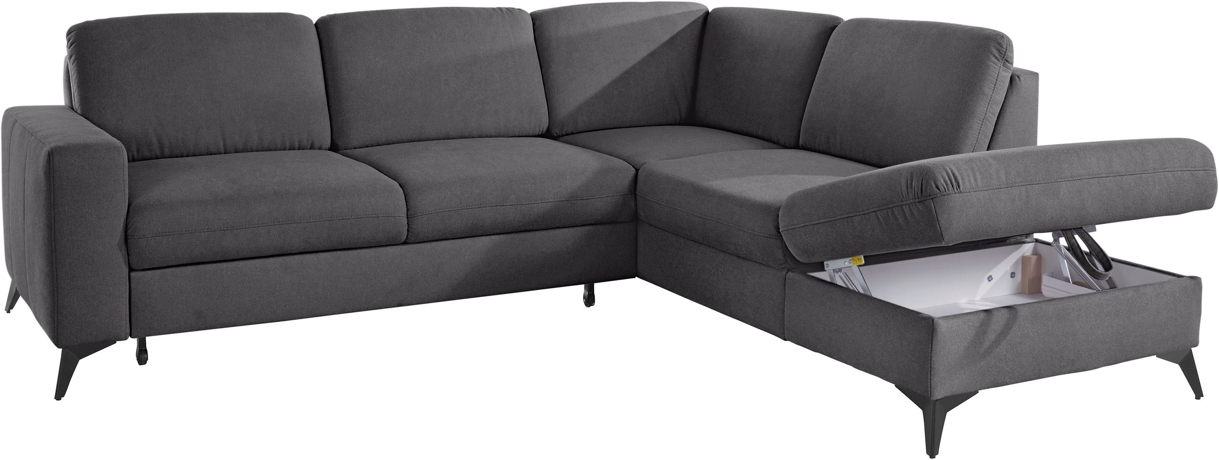 Places of Style Ecksofa »Lolland L-Form«, Wahlweise mit Bettfunktion und Stauraum, auch mit abwischbarem Bezug