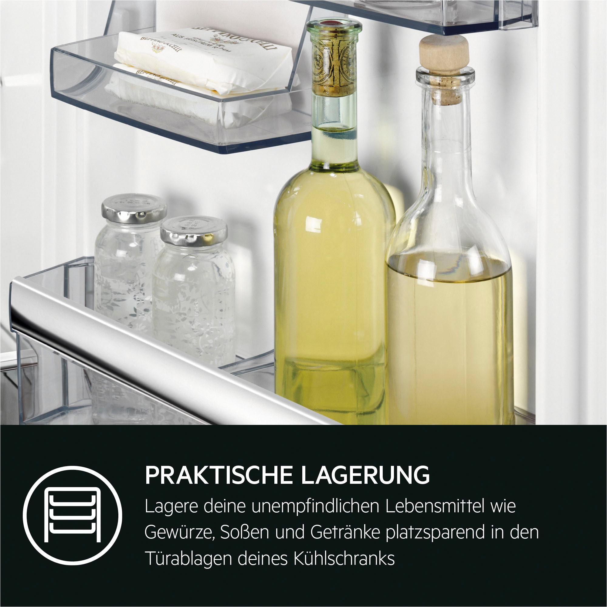 AEG Einbaukühlschrank Serie 5000 »OSF5O881EE«, 124 Liter, 4-Sterne-Gefrierfach, variable Glasablagen, Dekorfähig