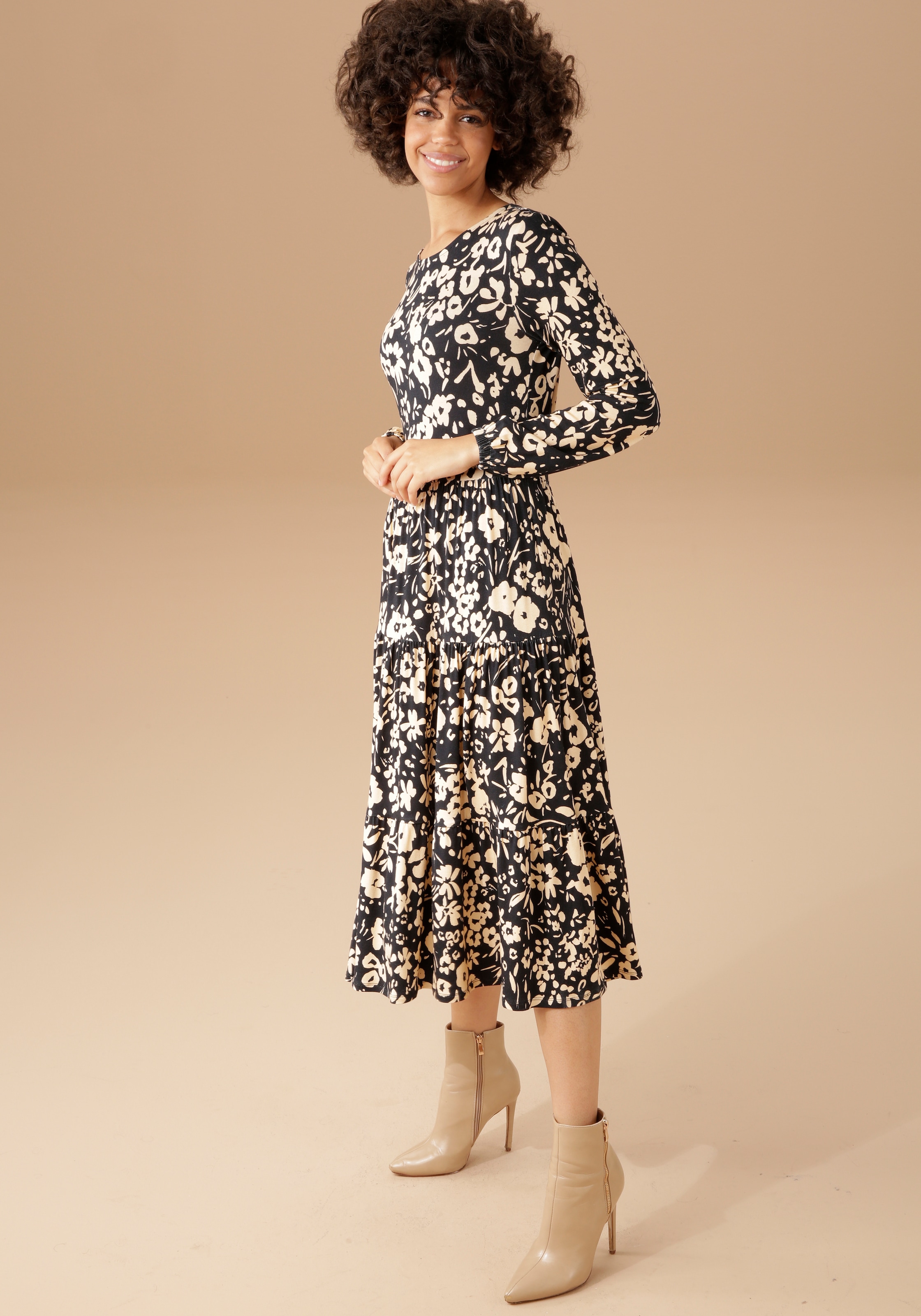 BAUR Aniston Blumendruck CASUAL mit kaufen | Jerseykleid, abstraktem online