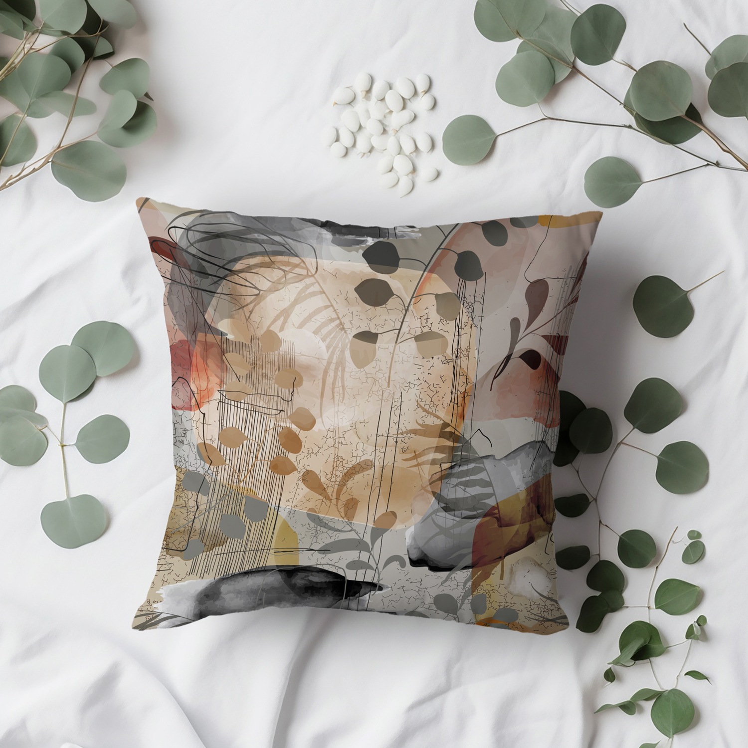 queence Dekokissen "Kunstwerk Grau" Beidseitig bedruckte Kissenhülle, Kisse günstig online kaufen