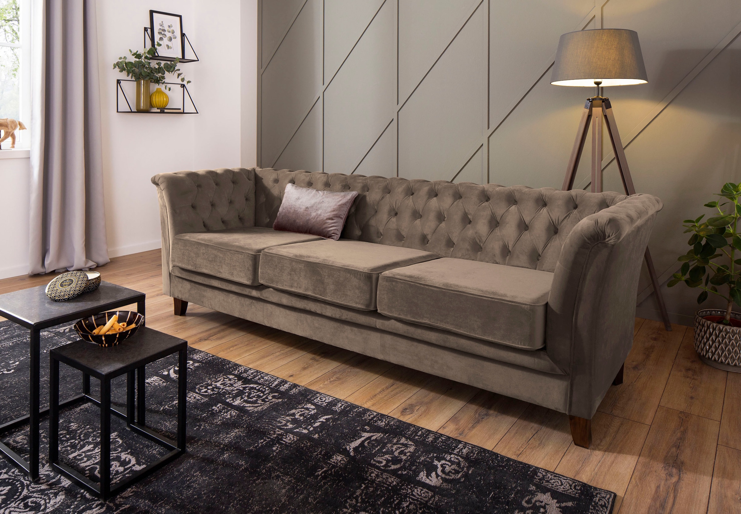 Home affaire Chesterfield-Sofa "Dover", aufwändige Knopfheftung in Chesterfield-Optik