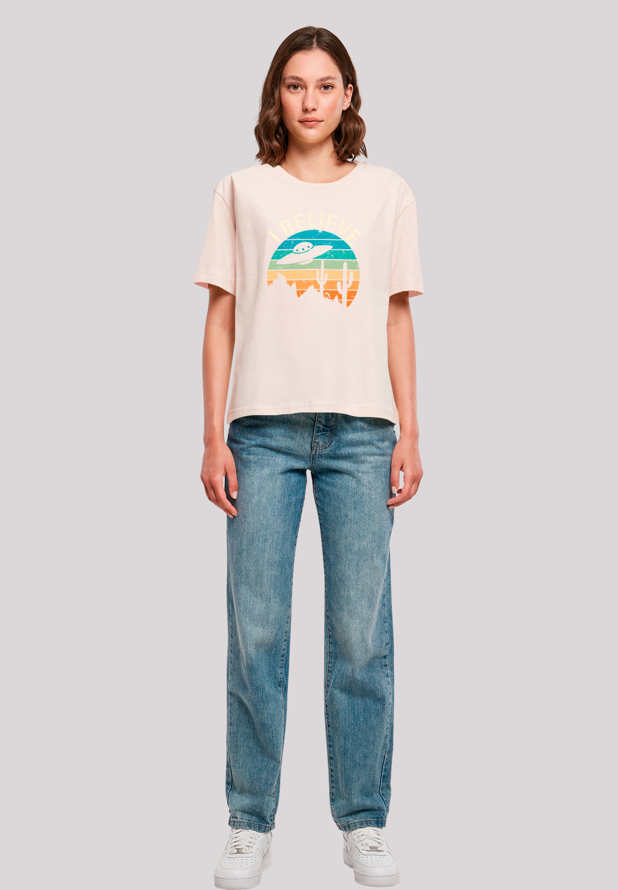 F4NT4STIC T-Shirt »I Believe UFO Alien Sonnenuntergang«, Premium Qualität