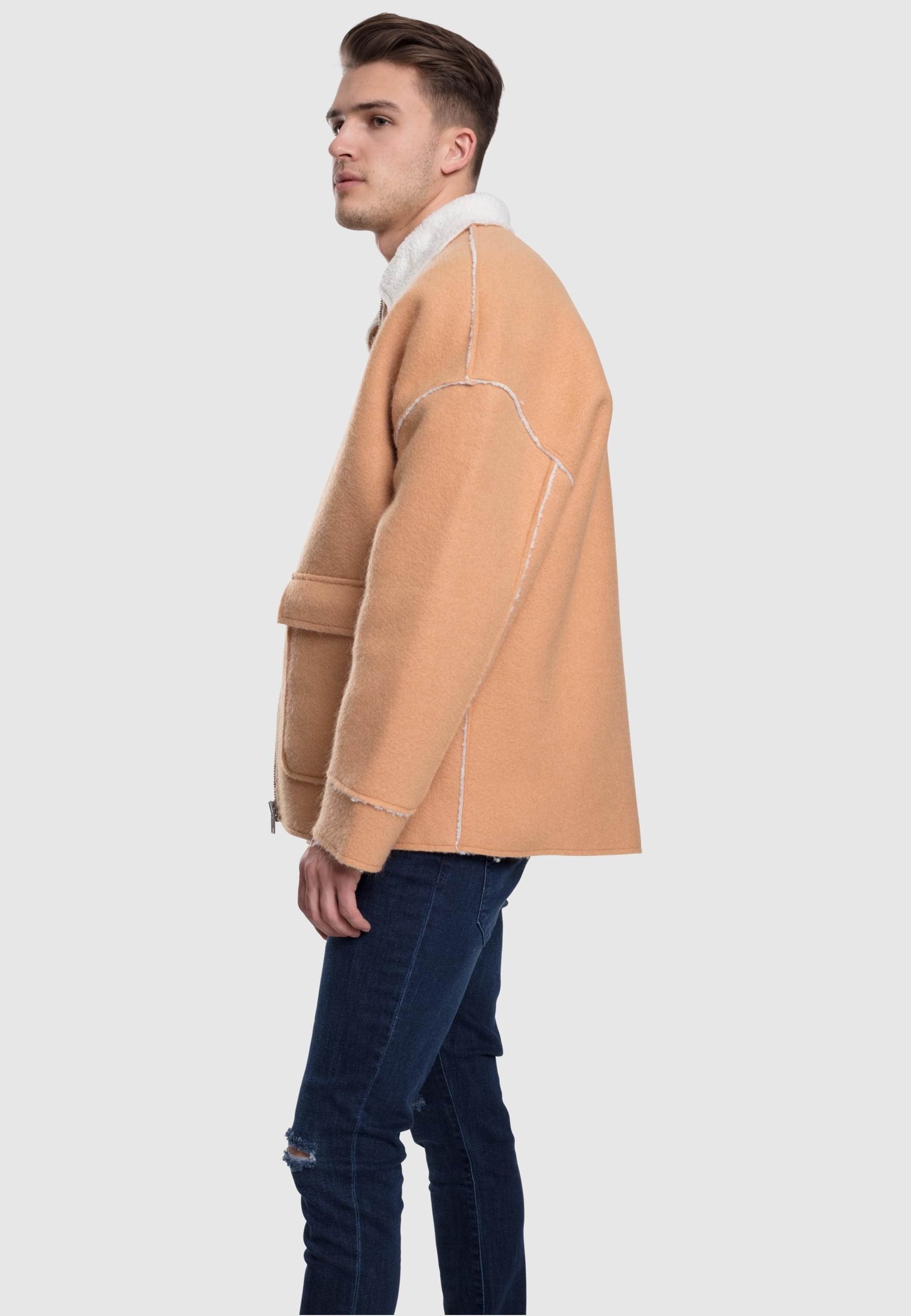 URBAN CLASSICS Winterjacke »Urban Classics Herren Bonded Oversized Sherpa Jacket«, (1 St.), ohne Kapuze