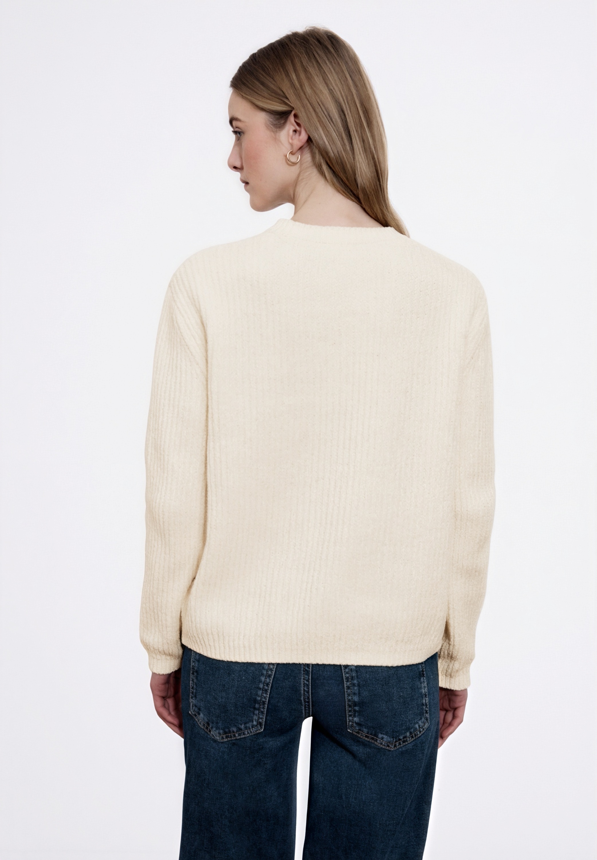 STREET ONE STUDIO Rundhalspullover mit Strick-Detail