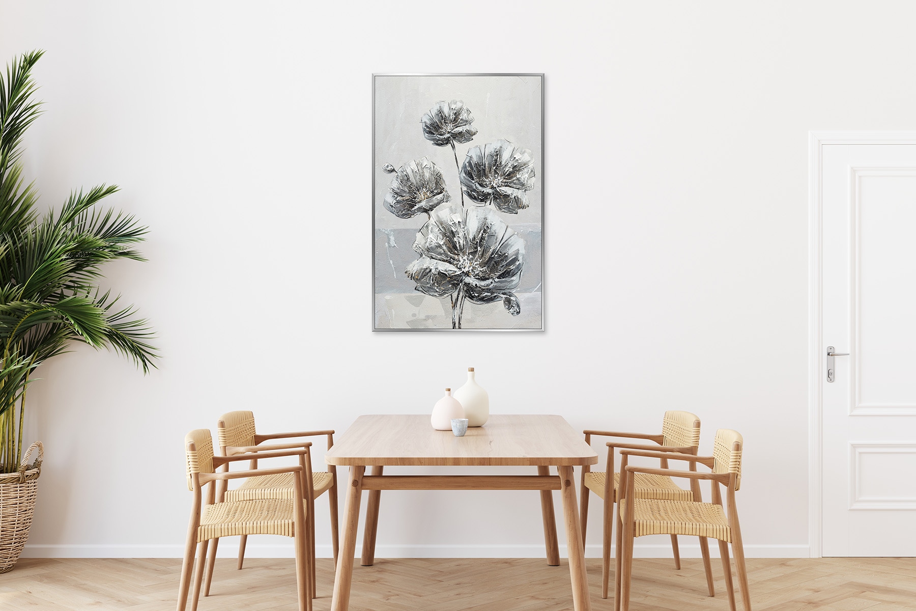 Bönninghoff Ölgemälde »handarbeit gerahmt BLUMEN 78x118 cm – Wandbild Deko modern« Blumen | Blumenbilder 1 Stk. tlg. handgefertigt, jedes Bild ein Unikat, Schattenfugenrahmen