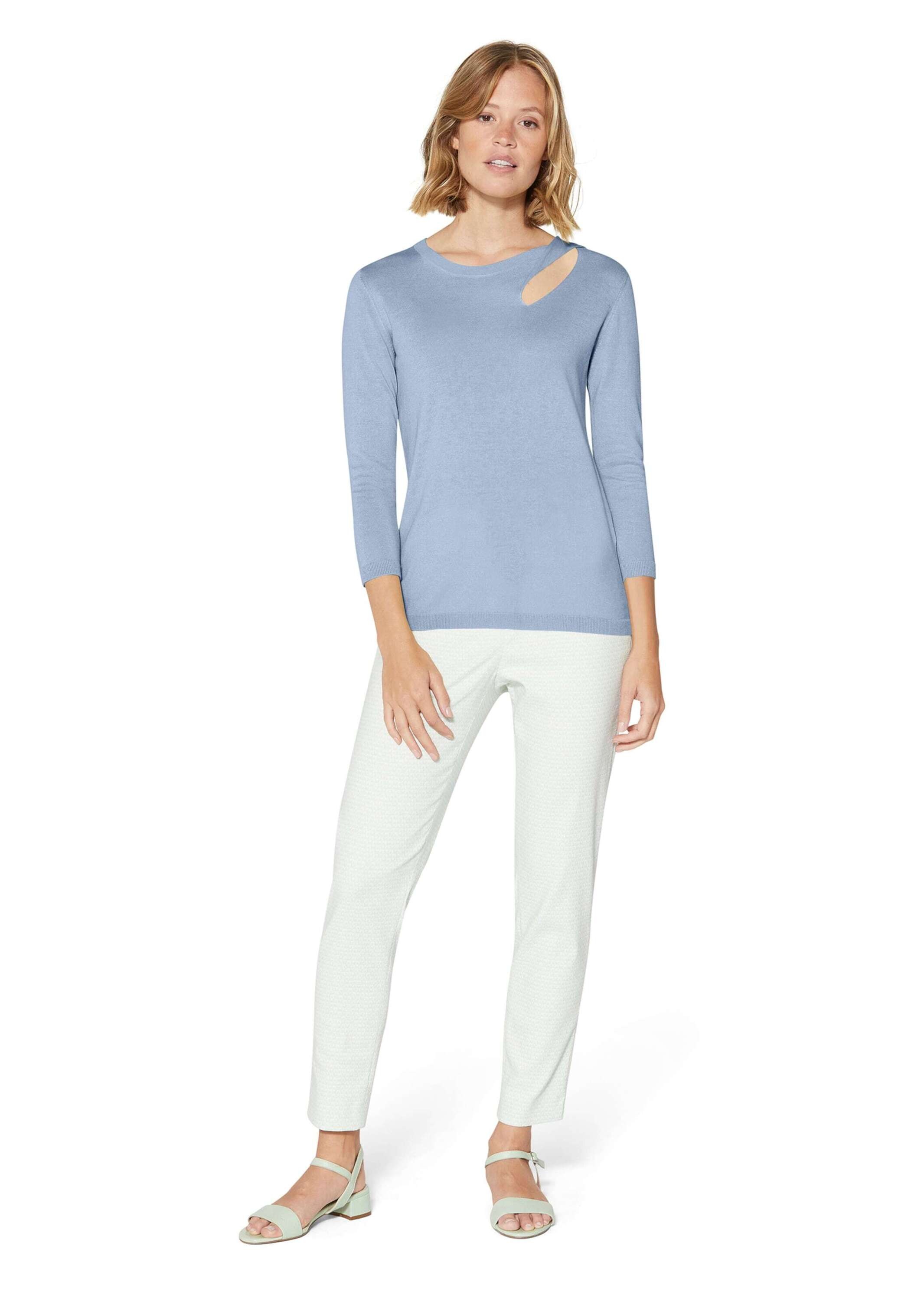 MADELEINE Longpullover »Pullover Feinstrick-Pullover mit 3/4-Ärmeln und Cut-out«