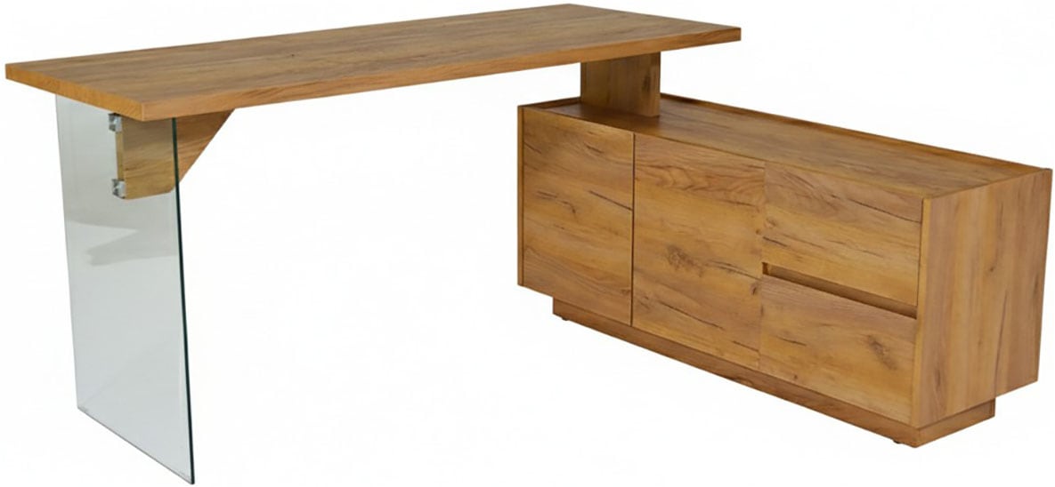 Jahnke Eckschreibtisch »LUX C 160 E« Eckschreibtisch, wechselseitig montierbar, Glas, 2 Fächer+2Schubladen