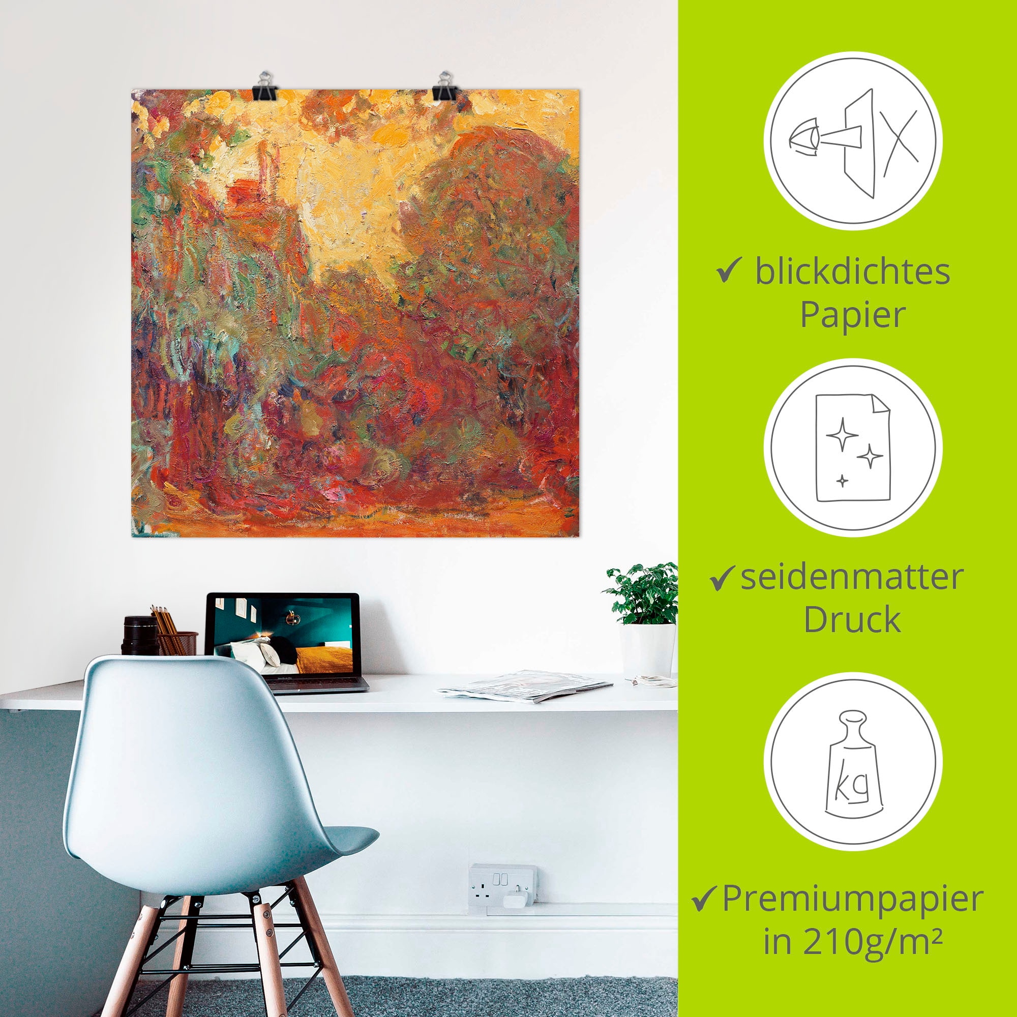 Artland Wandbild »Das Haus in Giverny Komposition in rot« Gegenstandslos 1 Stk. tlg. ohne Rahmen