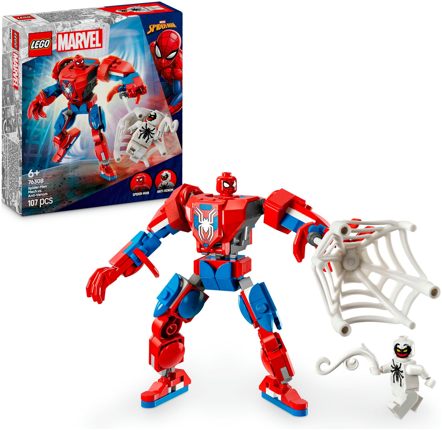 LEGO® Konstruktionsspielsteine »Spider-Man Mech vs. Anti-Venom (76308), LEGO Super Heroes«,...