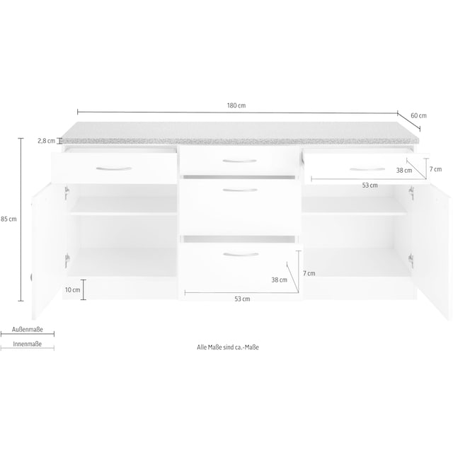 wiho Küchen Unterschrank »Kiel«, 180 cm breit | BAUR