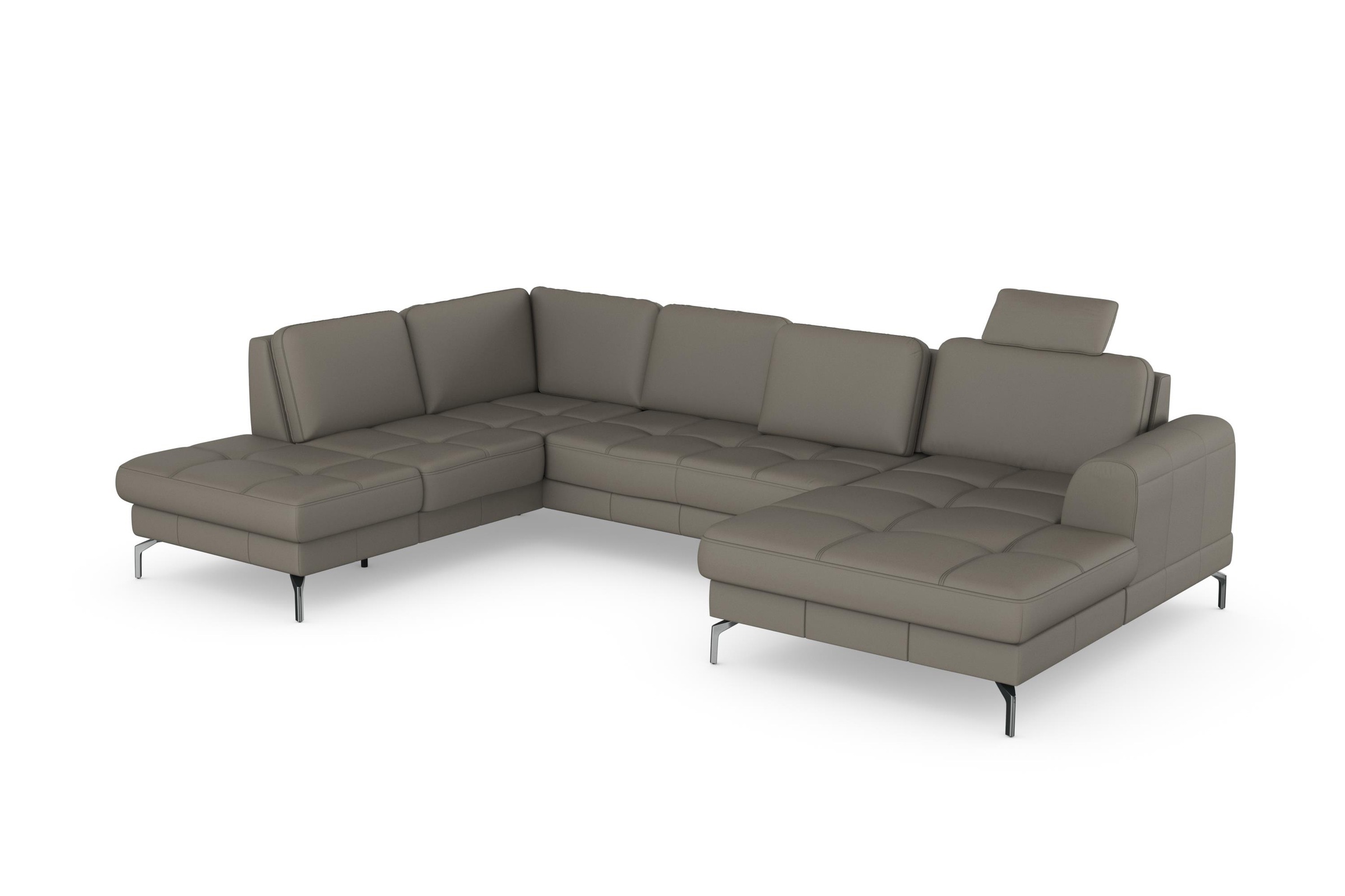Wohnlandschaft SIT & MORE "Bendigo U-Form", braun (schlamm), B:332cm H:87cm T:226cm, Sofas, Wohnlandschaft, inklusive Sitztiefenverstellung, Bodenfreiheit 15 cm, in 2 Fußfarben 9