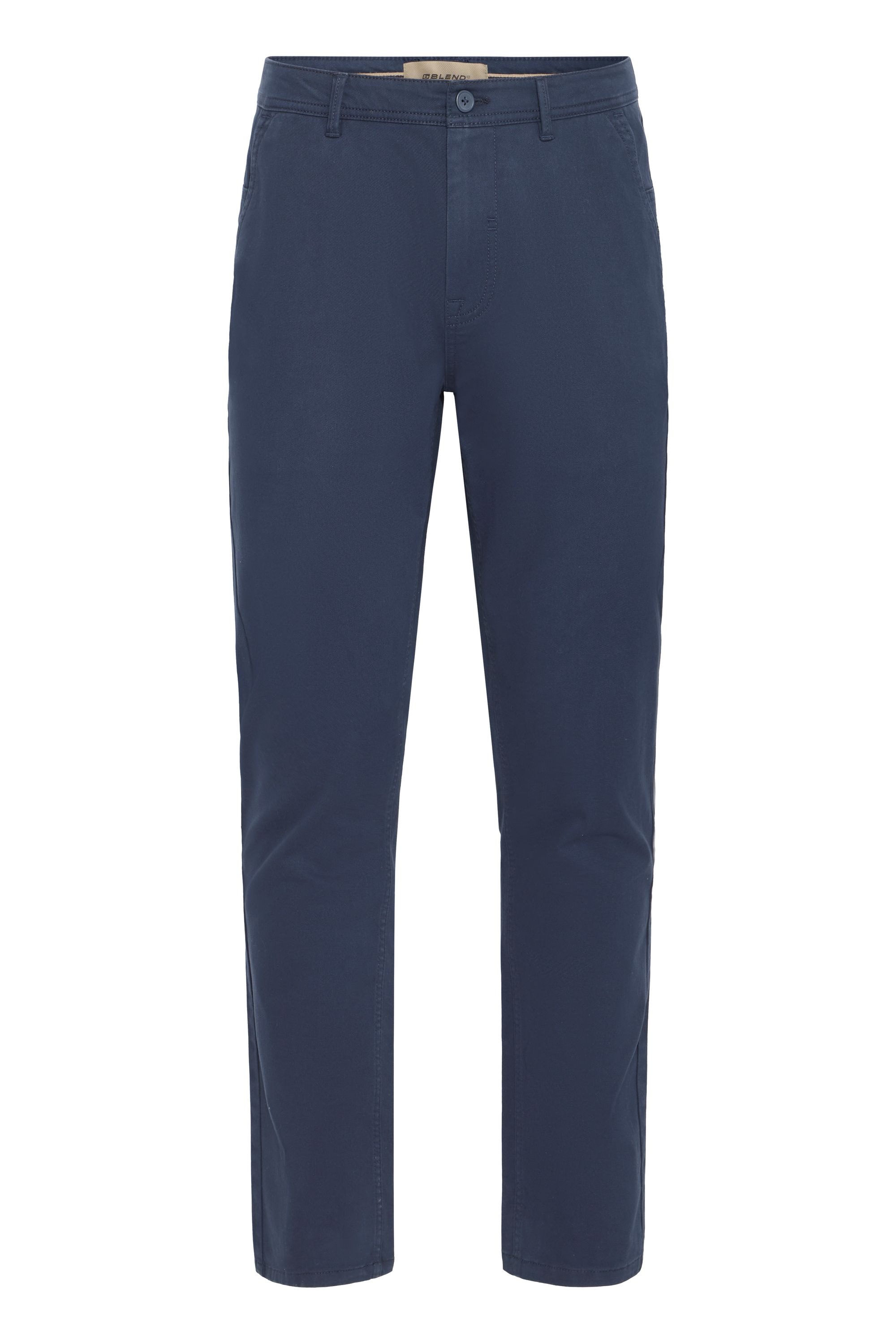 Chinohose BLEND "BHEdnan", Herren, Gr. 32, Länge 34, marineblaus, Web, 98% Baumwolle, 2% Elasthan, unifarben, Basic, regular fit normal, Hosen Chinohose, Stoffhose mit Gürtelschlaufen - Regular Fit