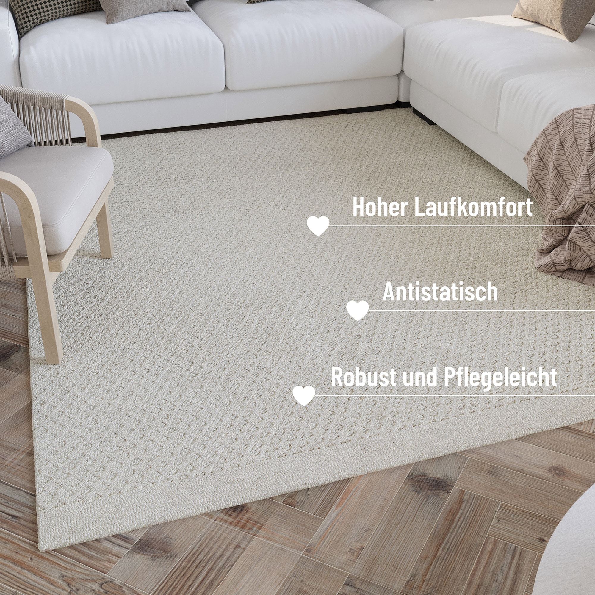 Wecon home Wollteppich »Hamptons THIRTYEIGHT«, rund, 11 mm Höhe, Schurwolle, Kurzflor, Wohn- & Schlafzimmer, elegant, Waben-Muster