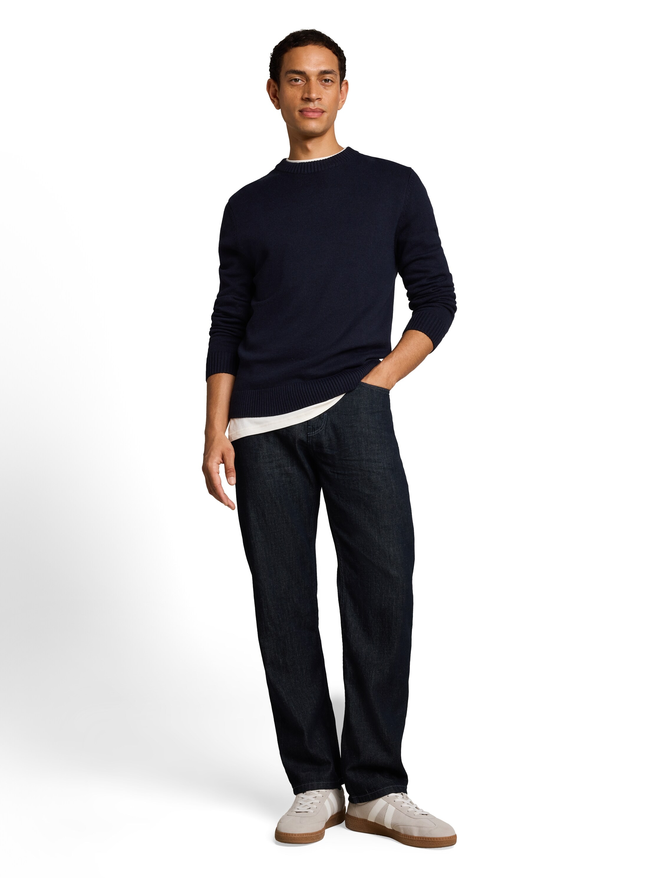 TOM TAILOR Strickpullover mit Rundhals / Baumwolle