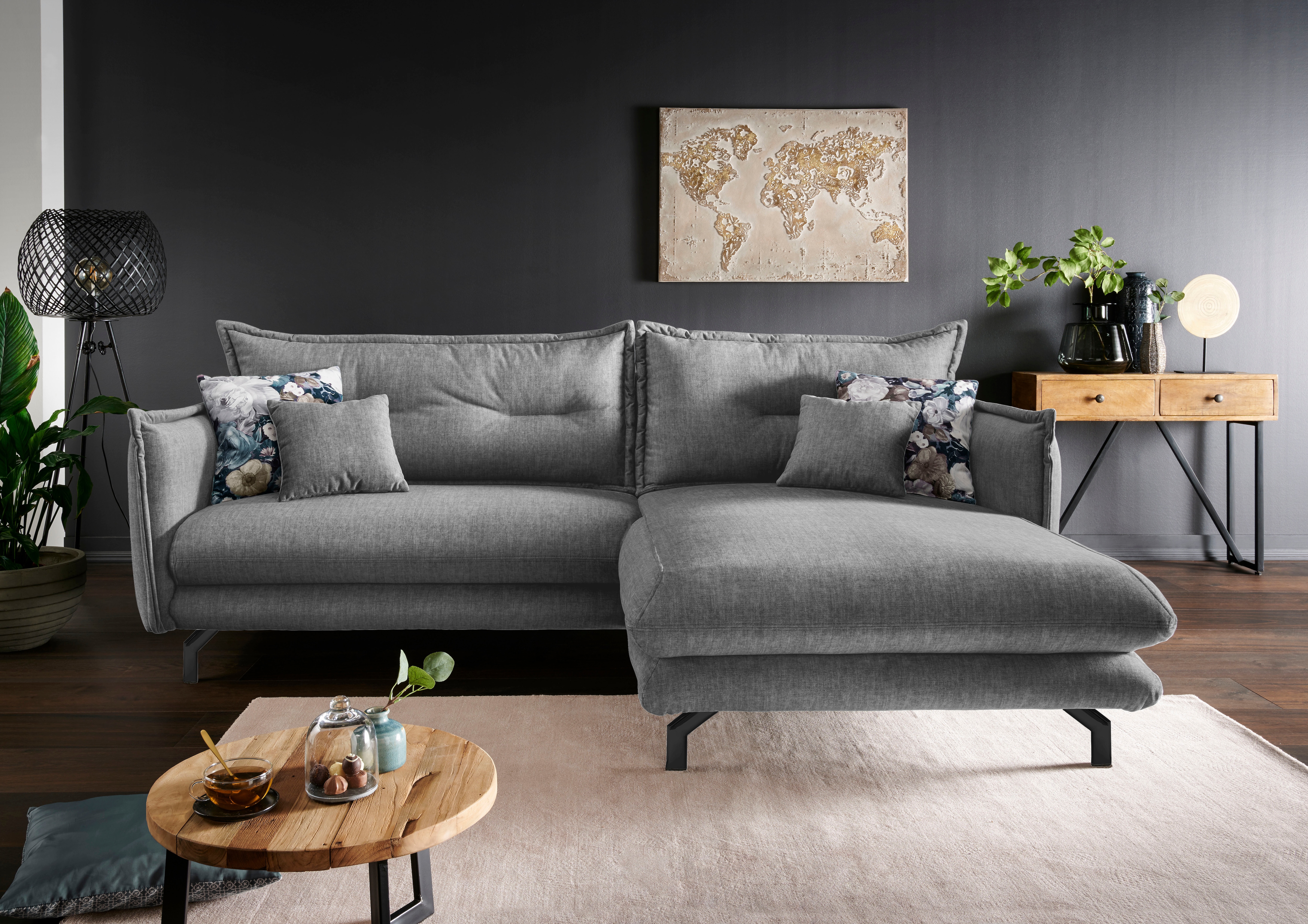 Home affaire Ecksofa "Lava modern & bequem, Breite 255cm, tolle Detailverarbeitung" Armlehnen verstellbar