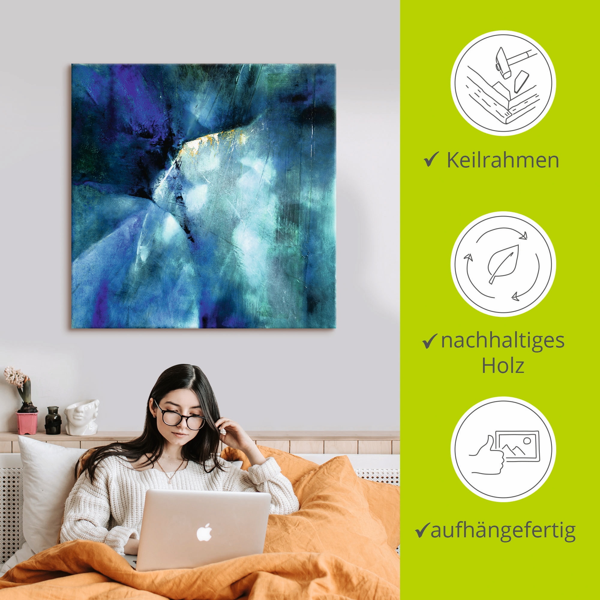 Artland Wandbild »Komposition in blau«, Gegenstandslos, (1 St.), als Alubild, Outdoorbild, Leinwandbild in verschied. Größen