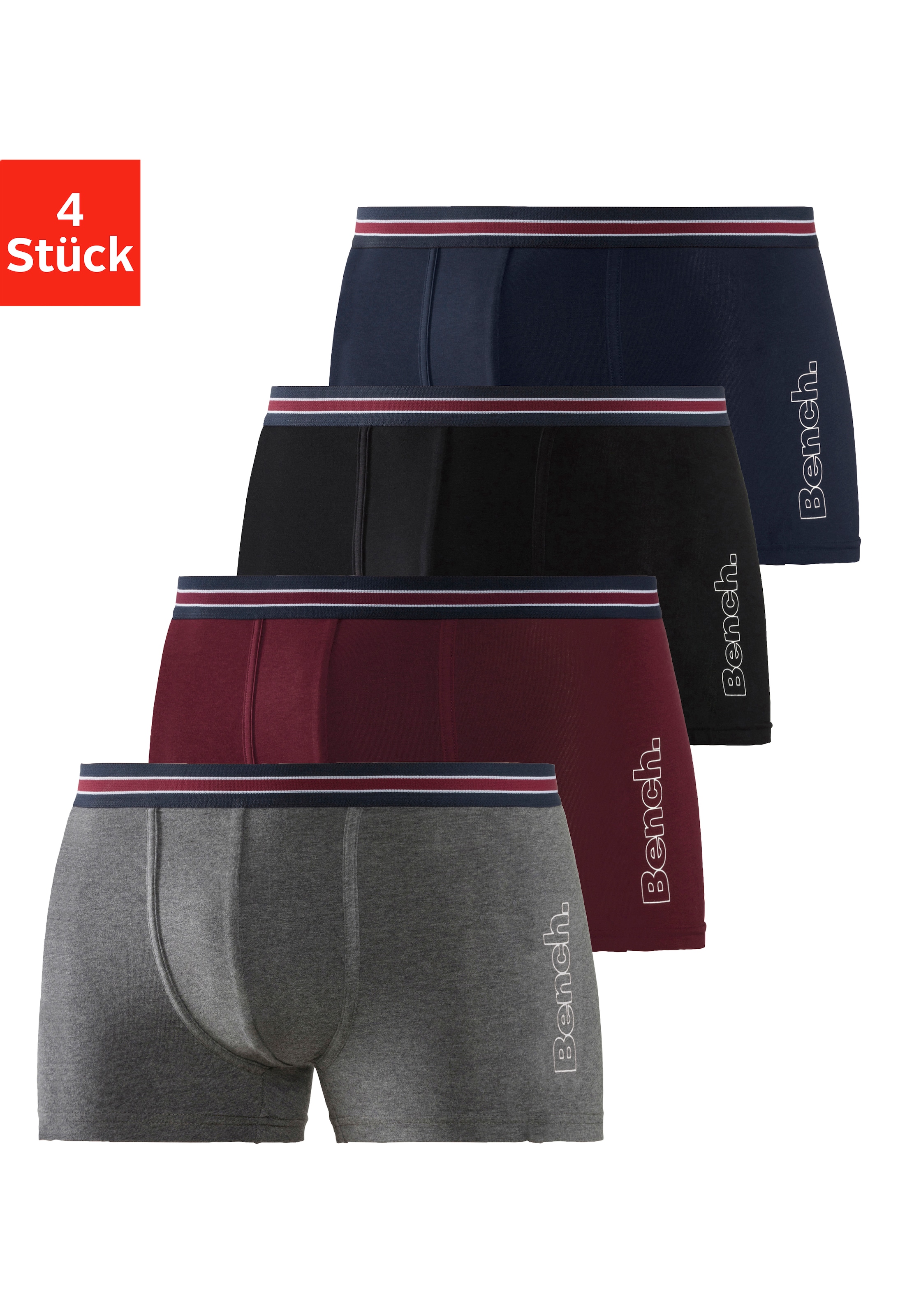 Bench. Boxer "Boxershorts für Herren" Packung, 4 Stk. Unterhosen mit seitlichem Logo Druck