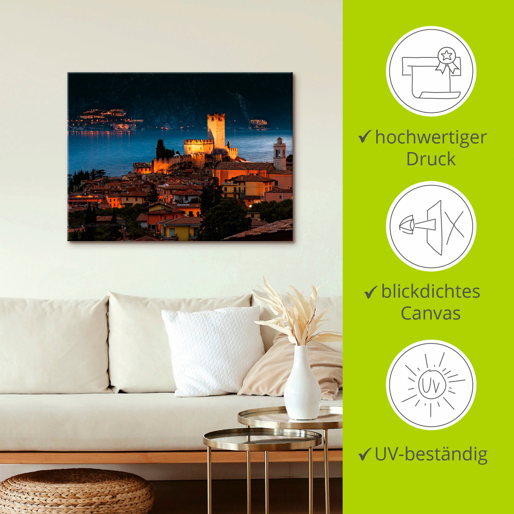 Artland Leinwandbild »Über den Dächern von Malcesine«, Europa, (1 St.), auf Keilrahmen gespannt