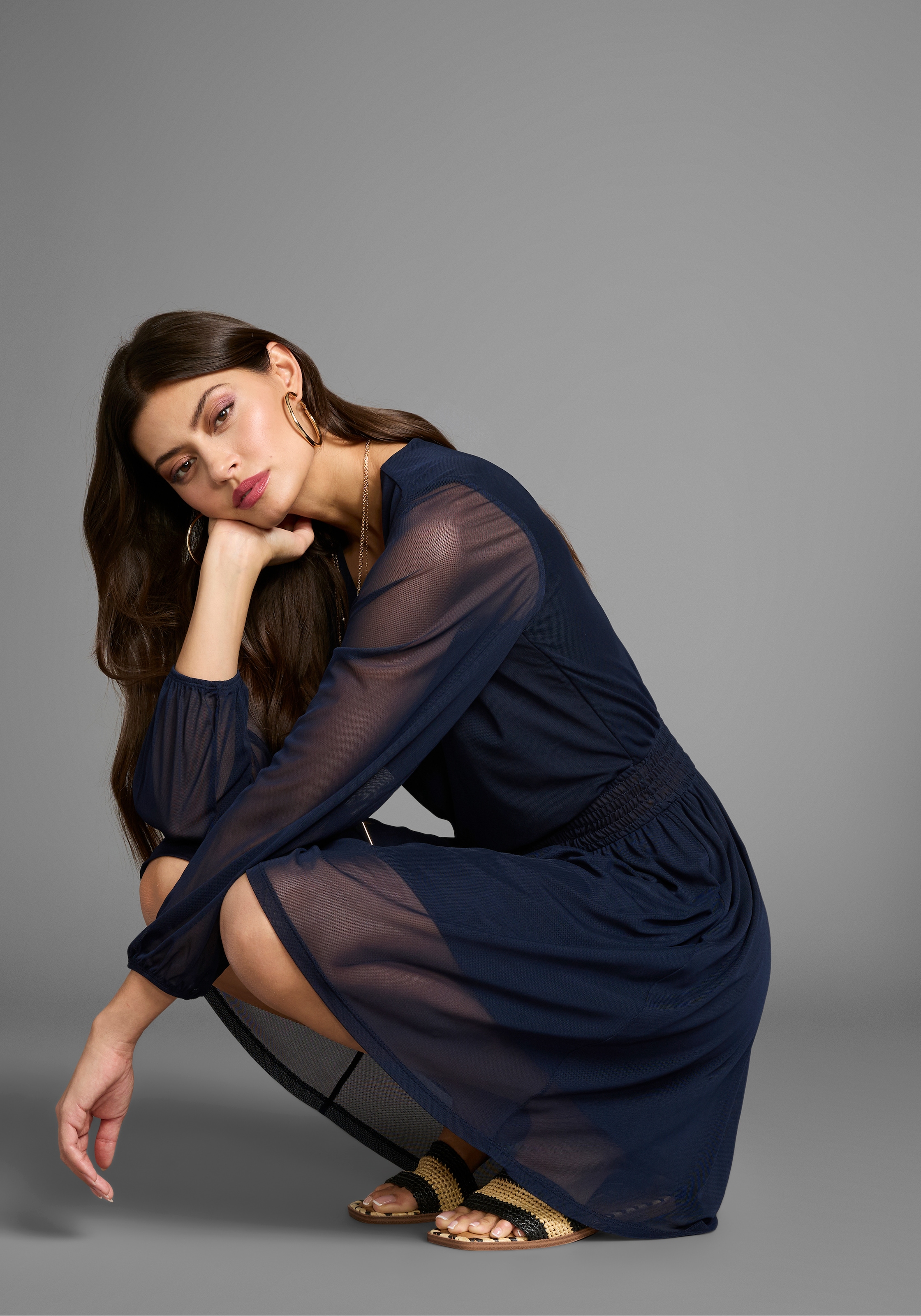 Laura Scott Meshkleid, mit Smok-Einsatz günstig online kaufen