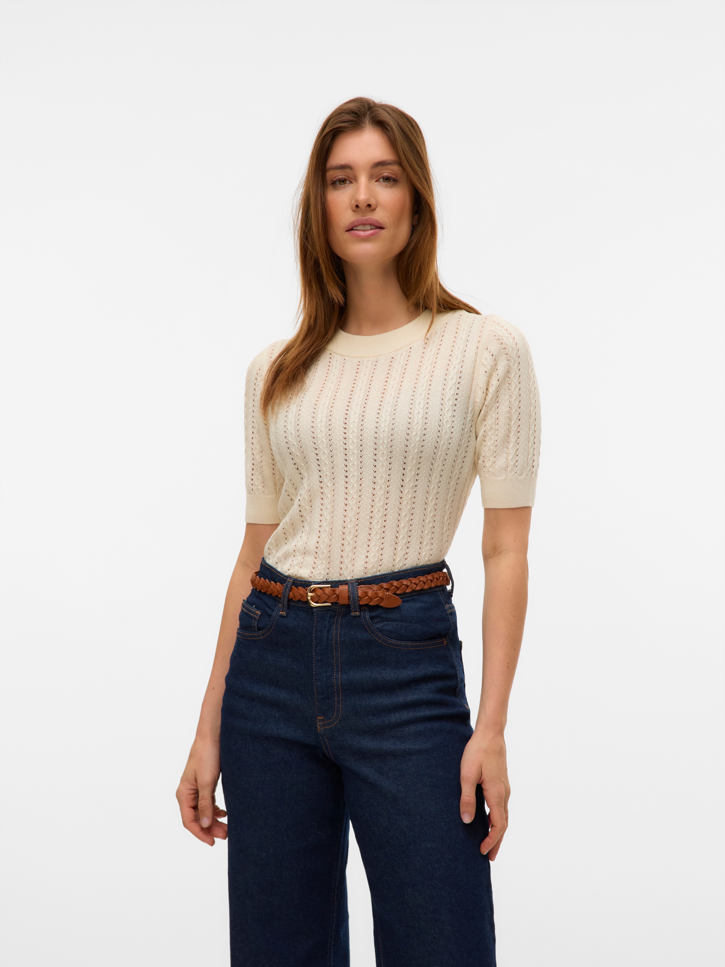 Vero Moda Kurzarmpullover »VMMORENA 2/4 O-NECK PULLOVER GA BOO REP«