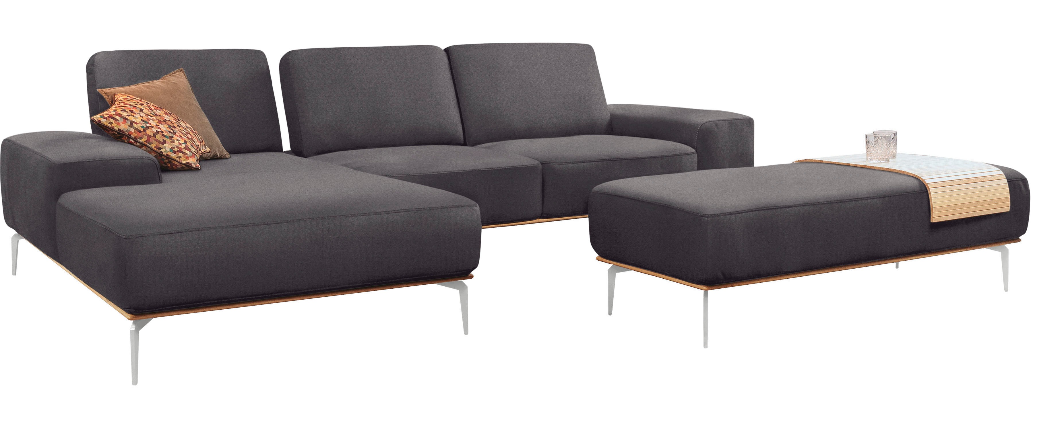 Thumbnail - W.SCHILLIG Ecksofa "run, Designsofa mit tollem Sitzkomfort, bequem, L-Form", mit elegantem Holzsockel, Füße in Chrom glä...