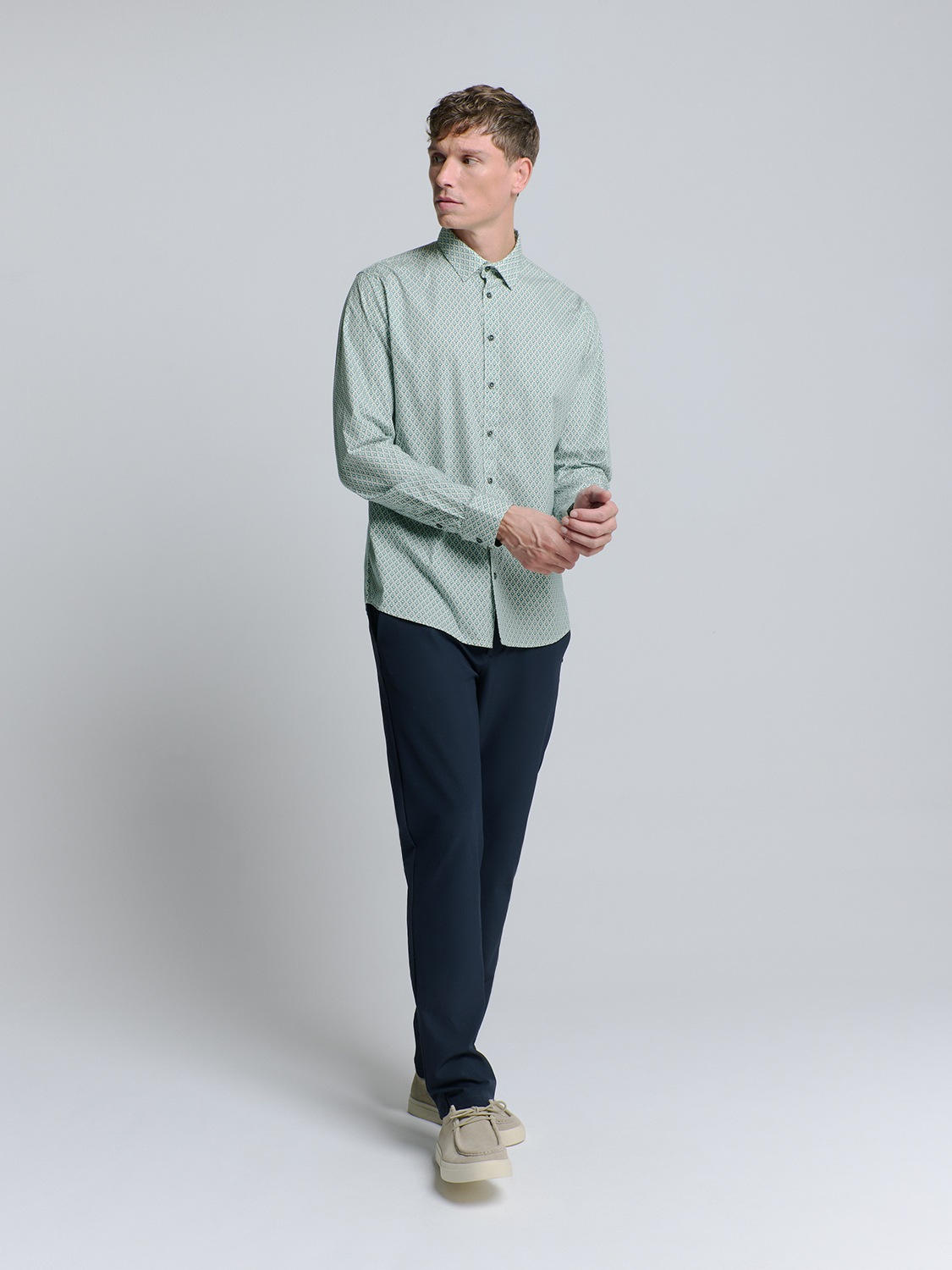 Thumbnail - NO EXCESS Langarmhemd "No Excess Stretchhemd mit Print Shirt Stretch Allover Printed"