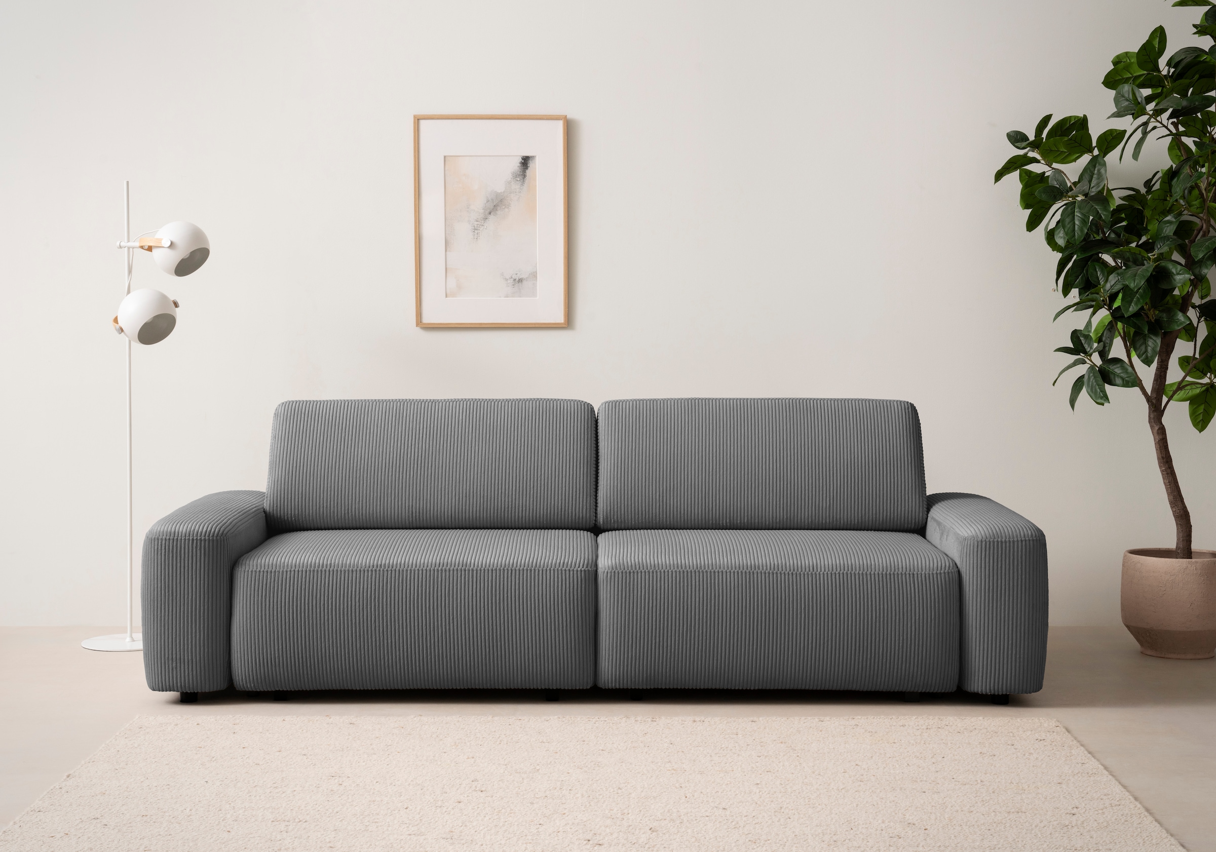 Home affaire 3-Sitzer "TORGE (257cm), Sofa,Schlafsofa in Cord, Samtvelours, günstig online kaufen