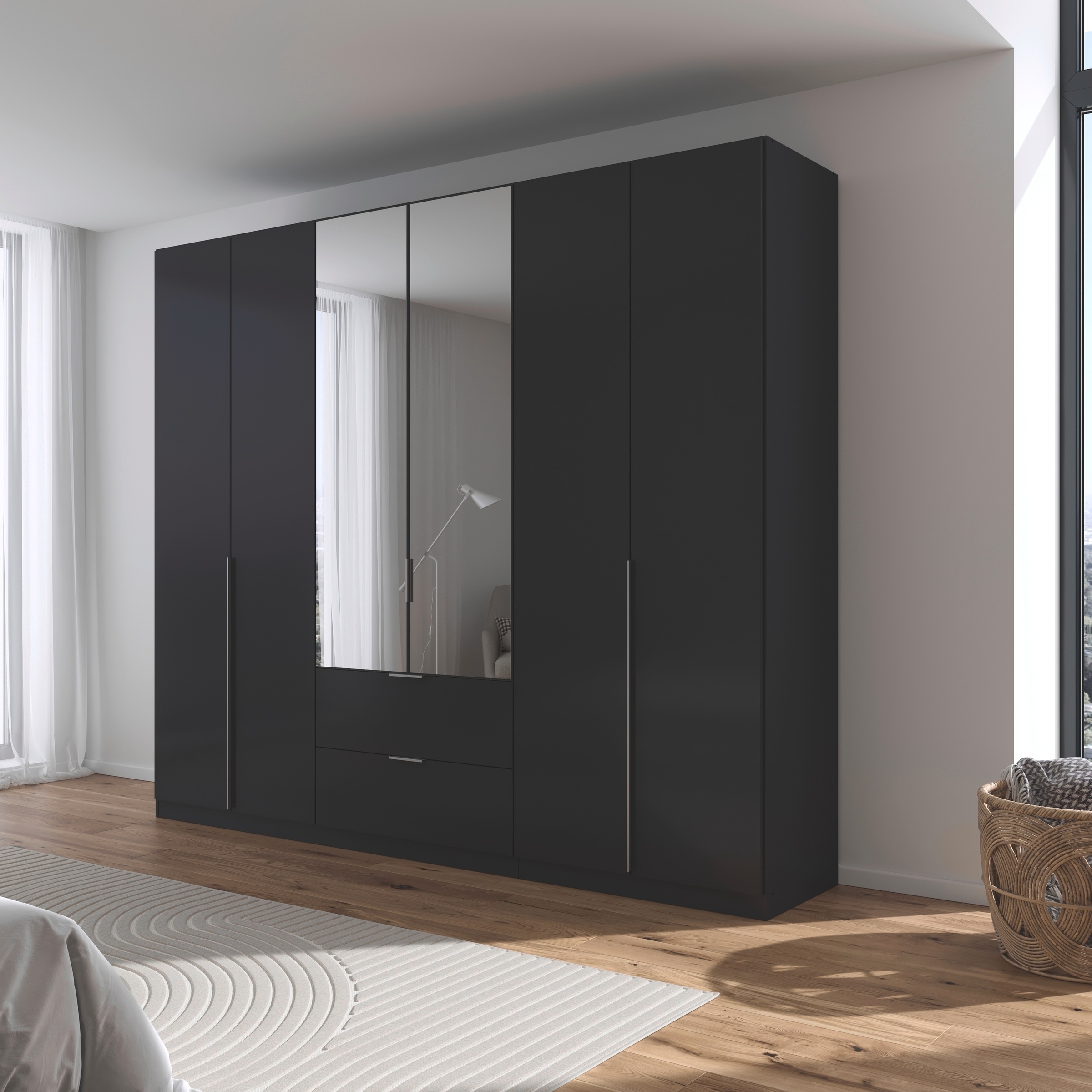 rauch Drehtürenschrank »Kleiderschrank Schrank Garderobe AGORDO mit Dekor- oder Hochglanzfront«, mit Außenschubkästen, in 6 Breiten und 2 Höhen MADE IN GERMANY