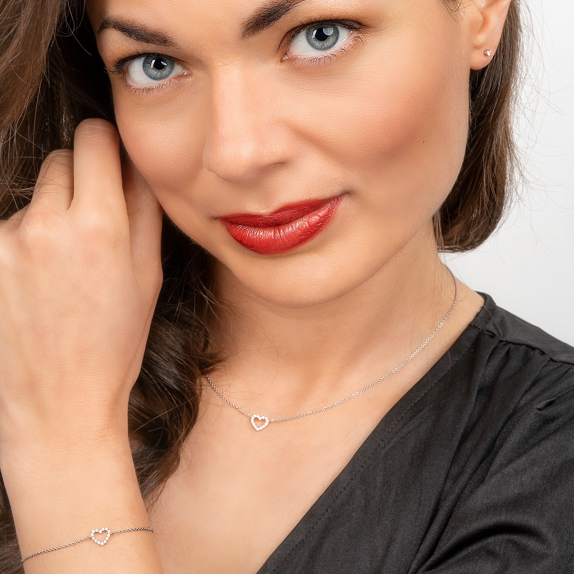 Silberkette ONE ELEMENT "Zirkonia Herz Halskette aus 925 Silber 45 cm", silber, Halsketten, Damen, Silber 925 (Sterlingsilber), Silberkette, Herzanhänger – Ausdruck von Liebe, perfekt zum Verschenken 2