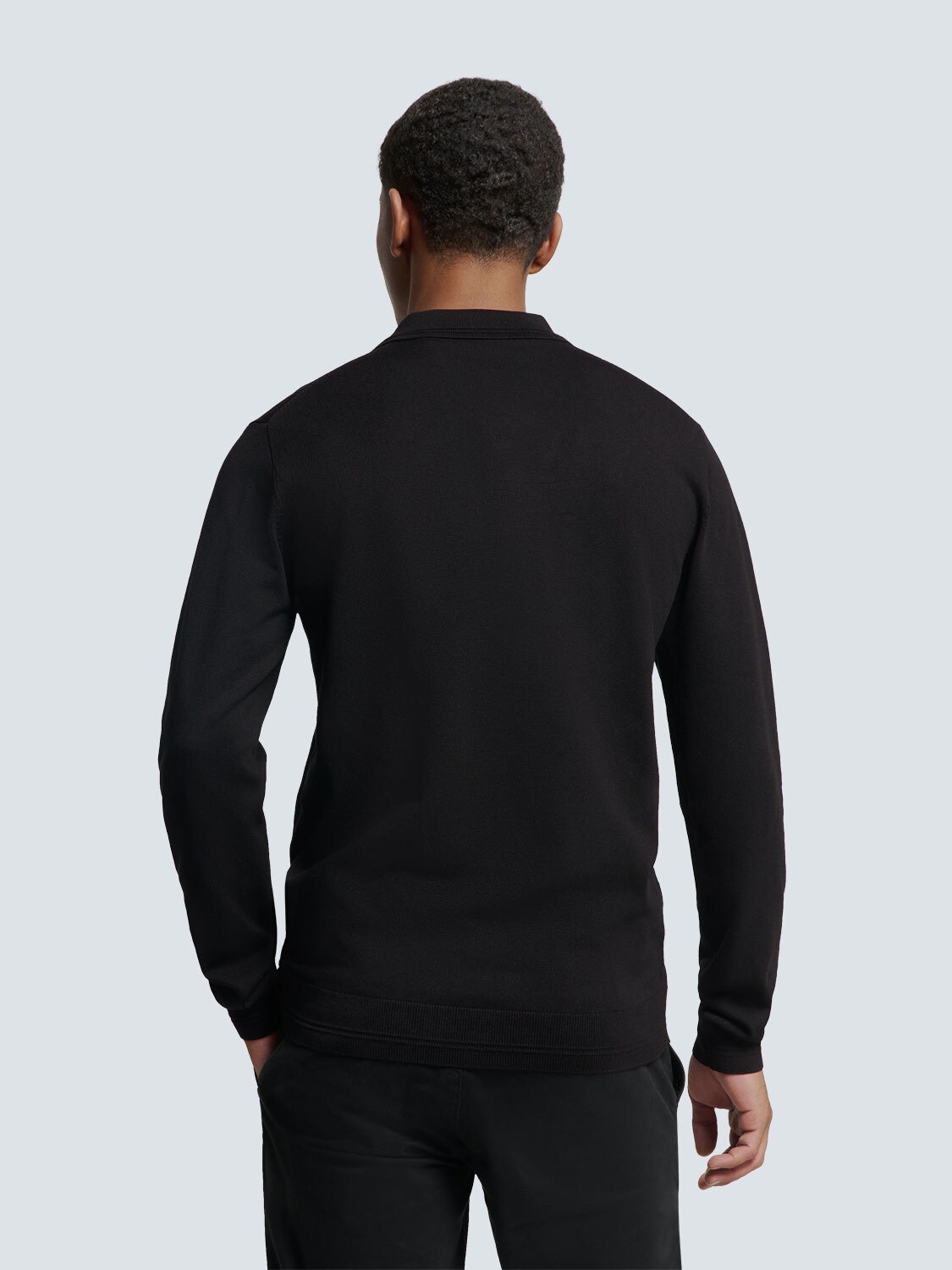 NO EXCESS Rundhalspullover »No Excess Langärmeliger Polo-Pullover«