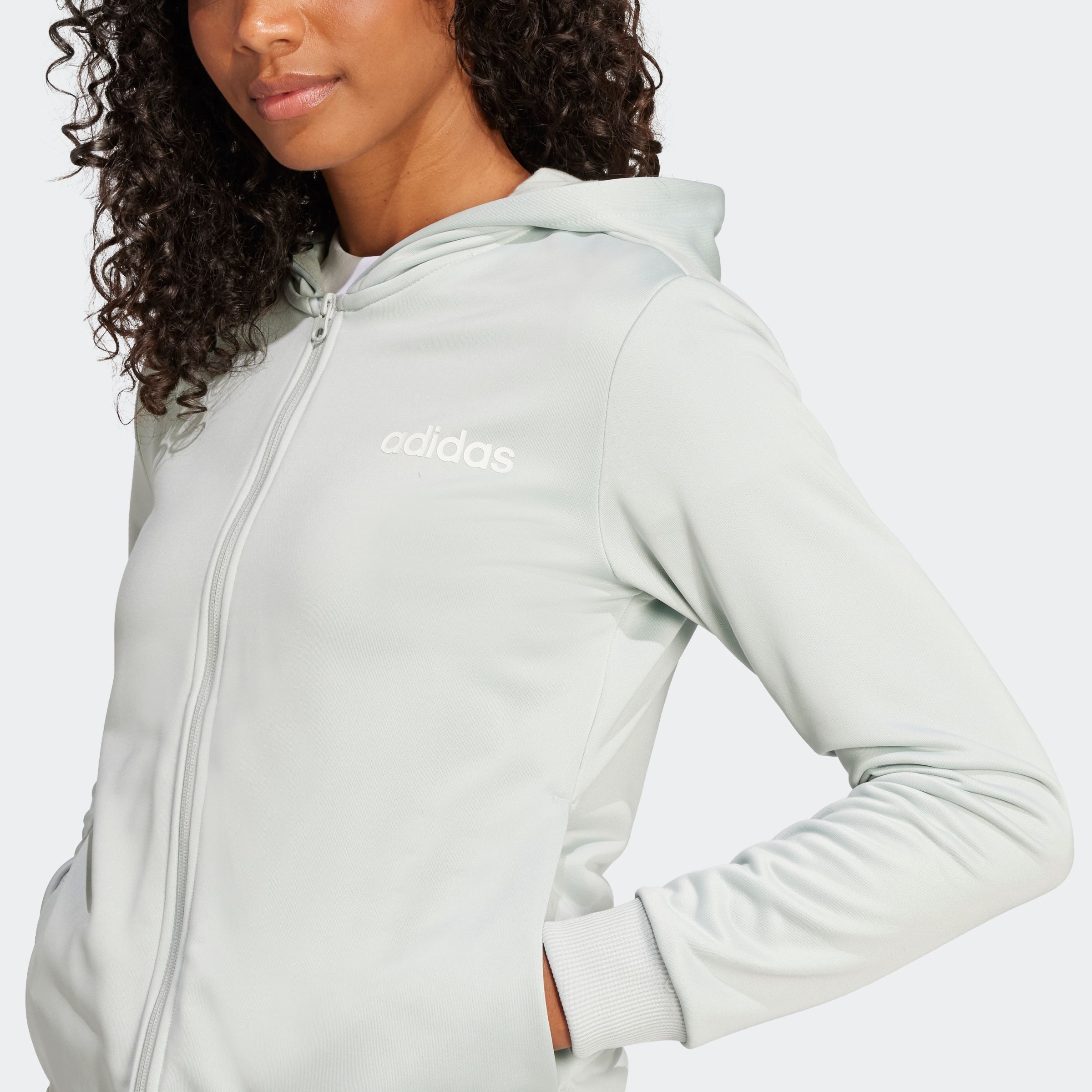 adidas Sportswear Trainingsanzug »W LINEAR TS«, (2 tlg.), Trainingsjacke mit Kapuze, Tracksuit
