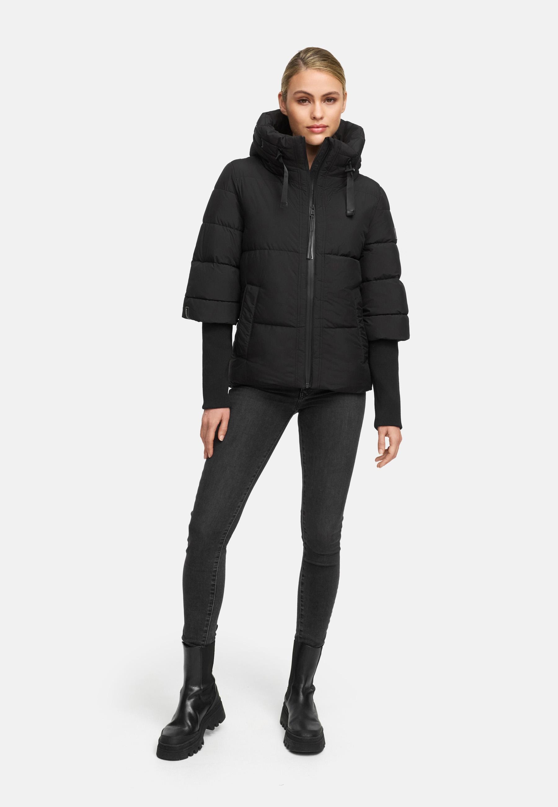 Navahoo Steppjacke »Lotusherz XIV«, mit Kapuze, Warme gesteppte Winterjacke mit Rippstrickärmeln