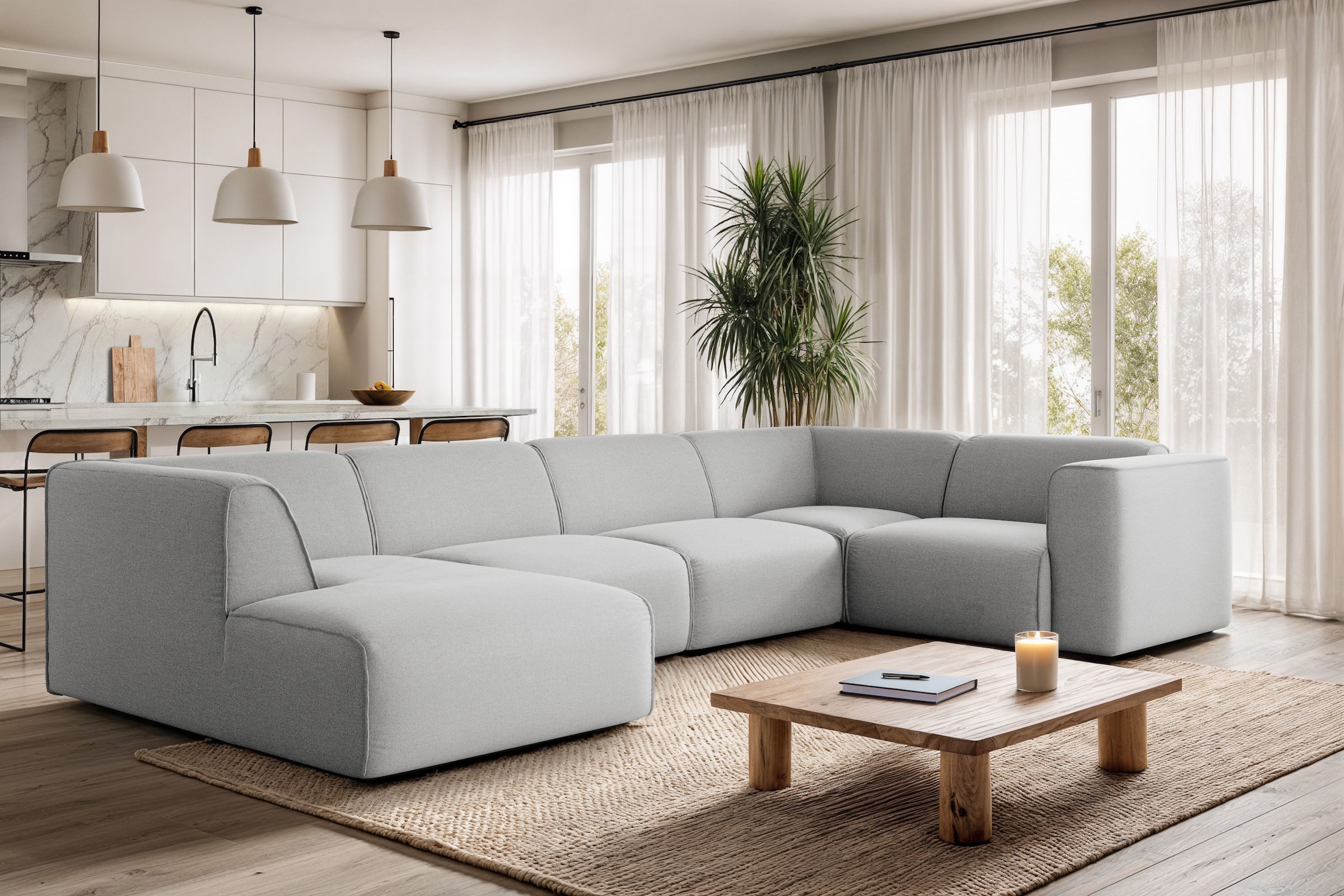 OTTO home Wohnlandschaft »Merid U-Form, B: 367 cm« jederzeit durch Module erweiterbar