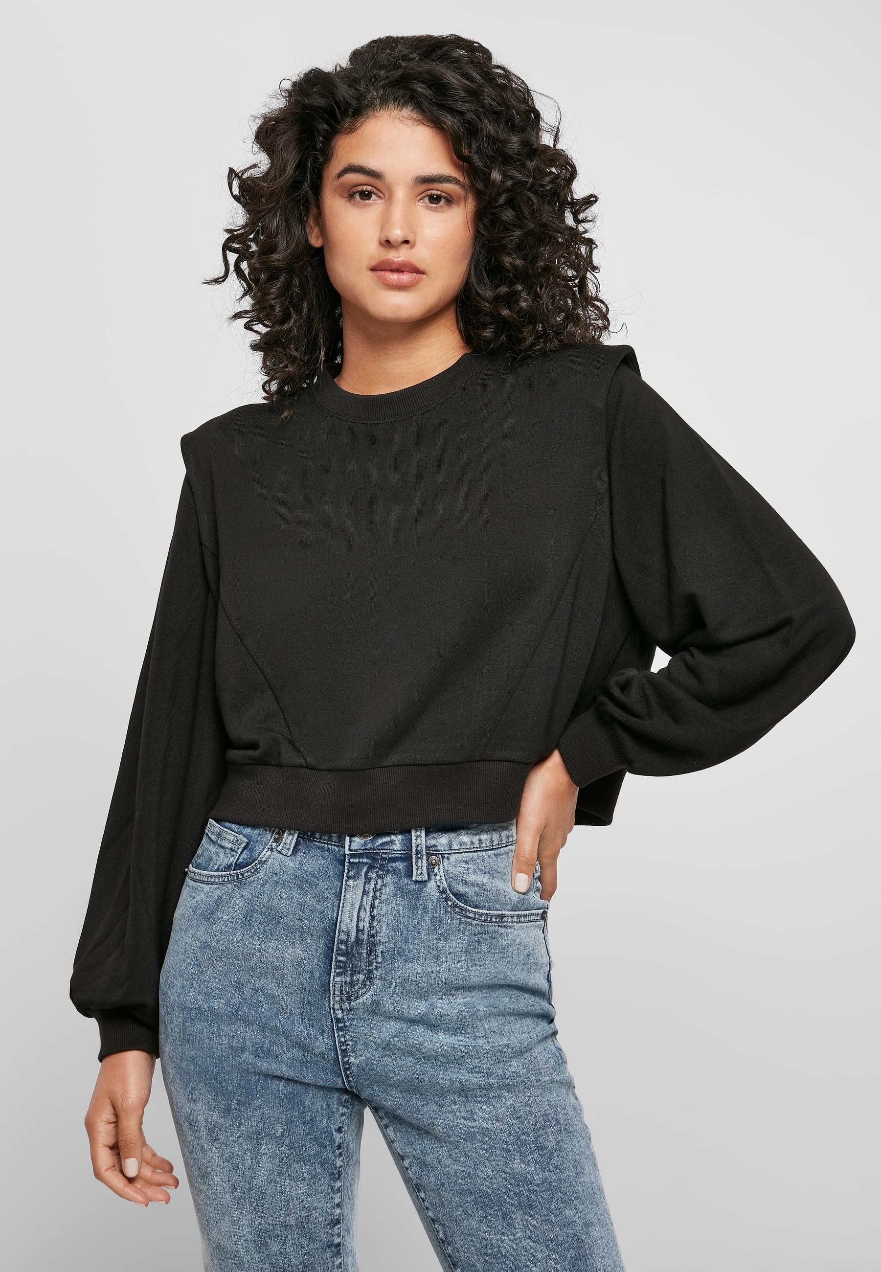 URBAN CLASSICS Sweatshirt »Urban Classics Damen Ladies Padded Shoulder Modal Terry Crewneck«, (1 tlg.)