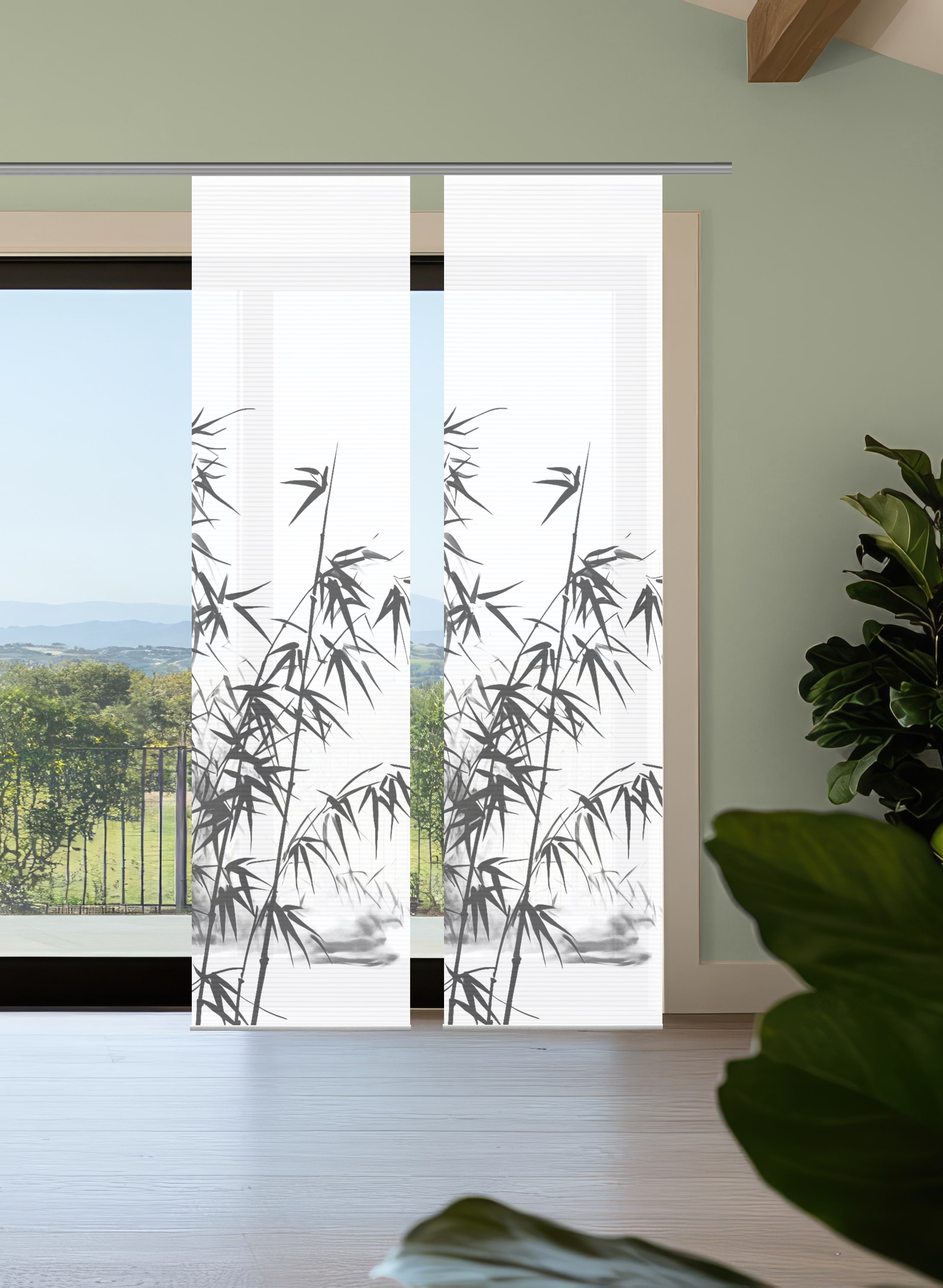HOME in green Schiebegardine "RUFUS" Paneelwagen 2 Stk. tlg. Bambusoptik, S günstig online kaufen