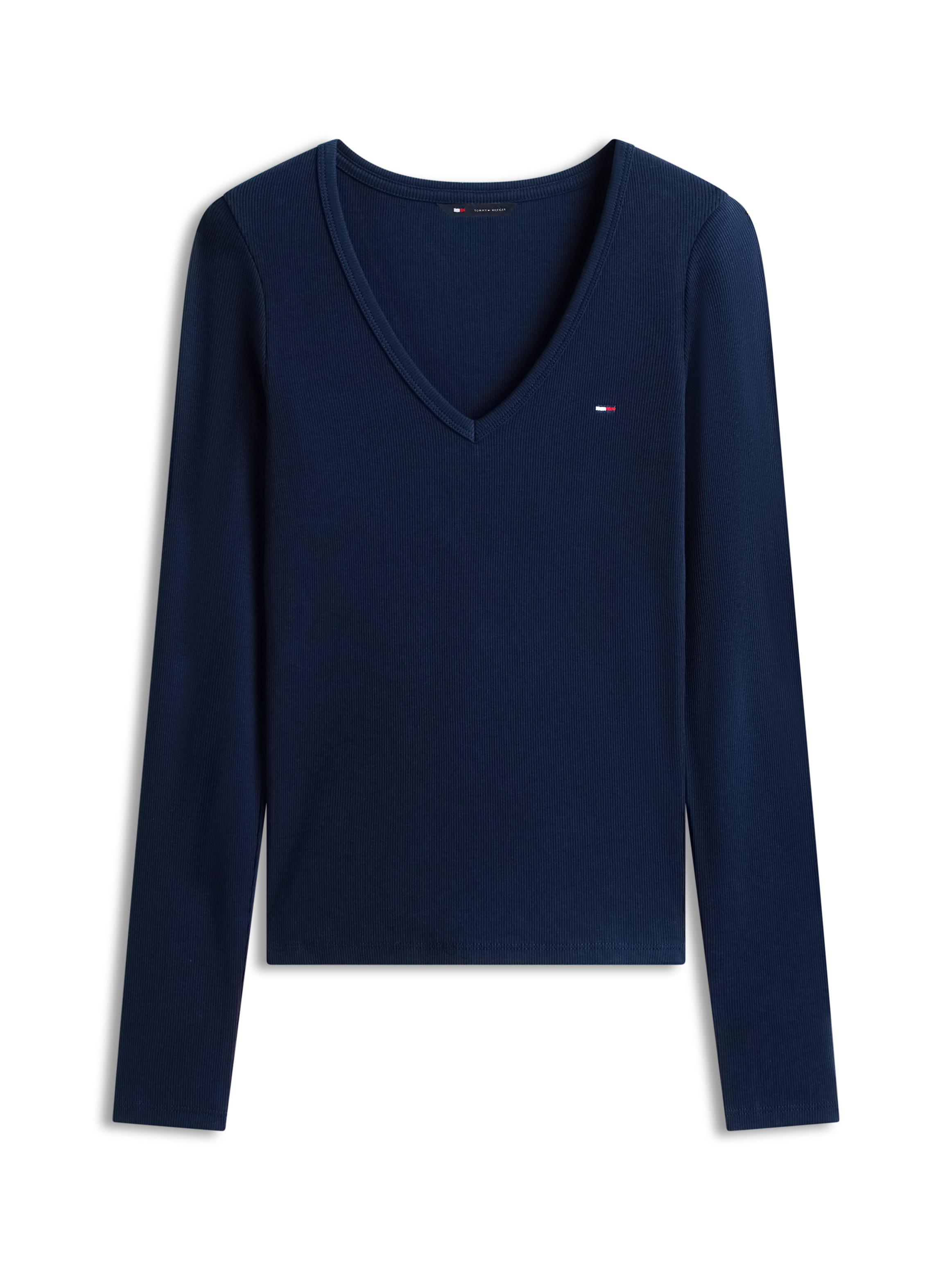 Tommy Jeans Langarmshirt »TJW SLIM ESSENTIAL RIB V LS« mit Logostickerei