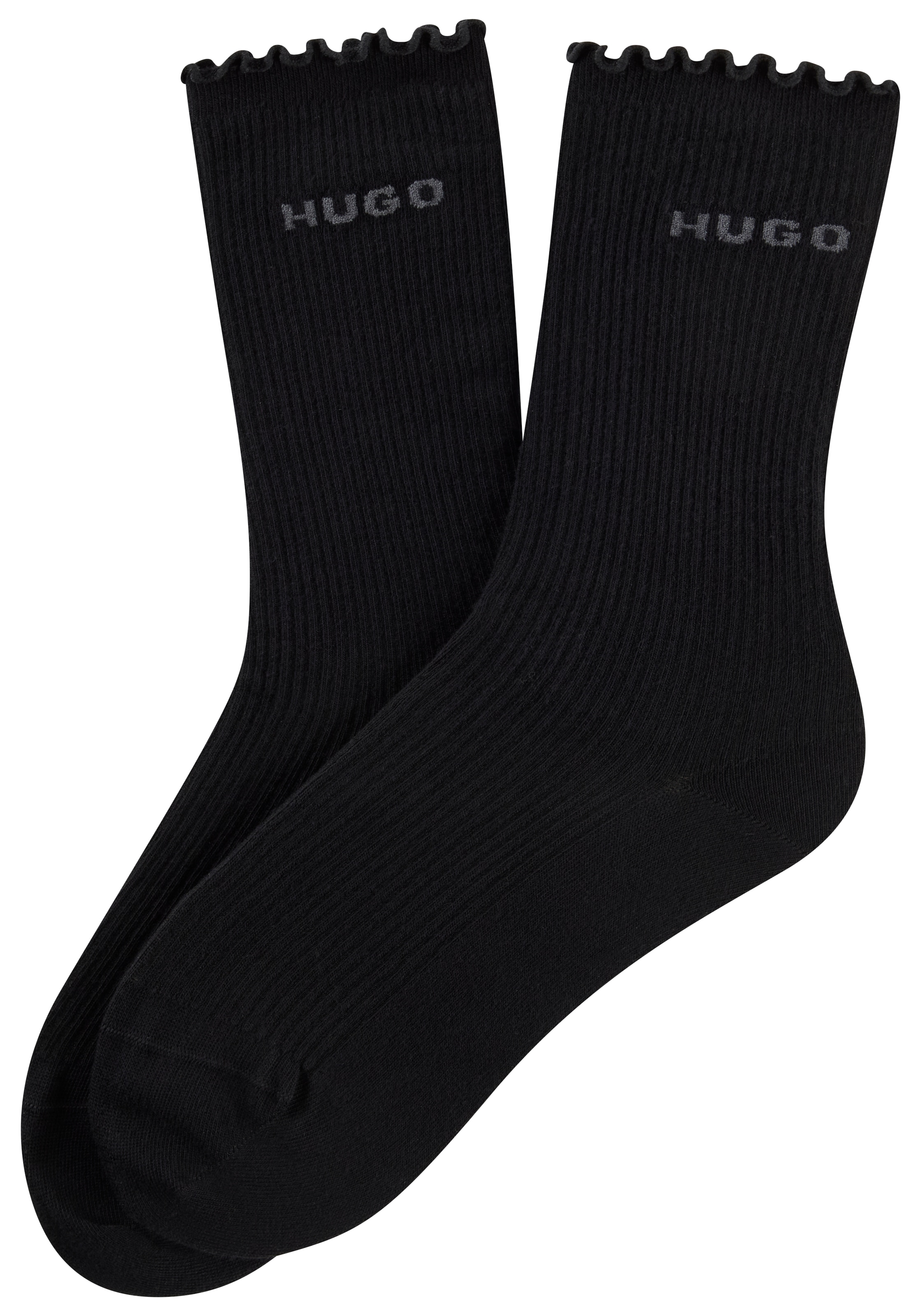 HUGO Underwear Basicsocken »2P RS LETTUCE CC W«, (2 Paar), Bund leicht gekräuselt
