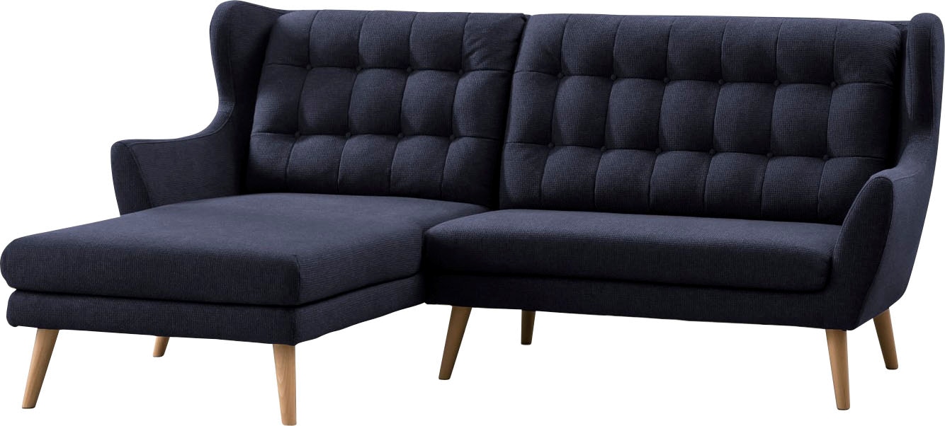 Leonique Ecksofa »Louanne, L-Form«, mit Holzfüßen