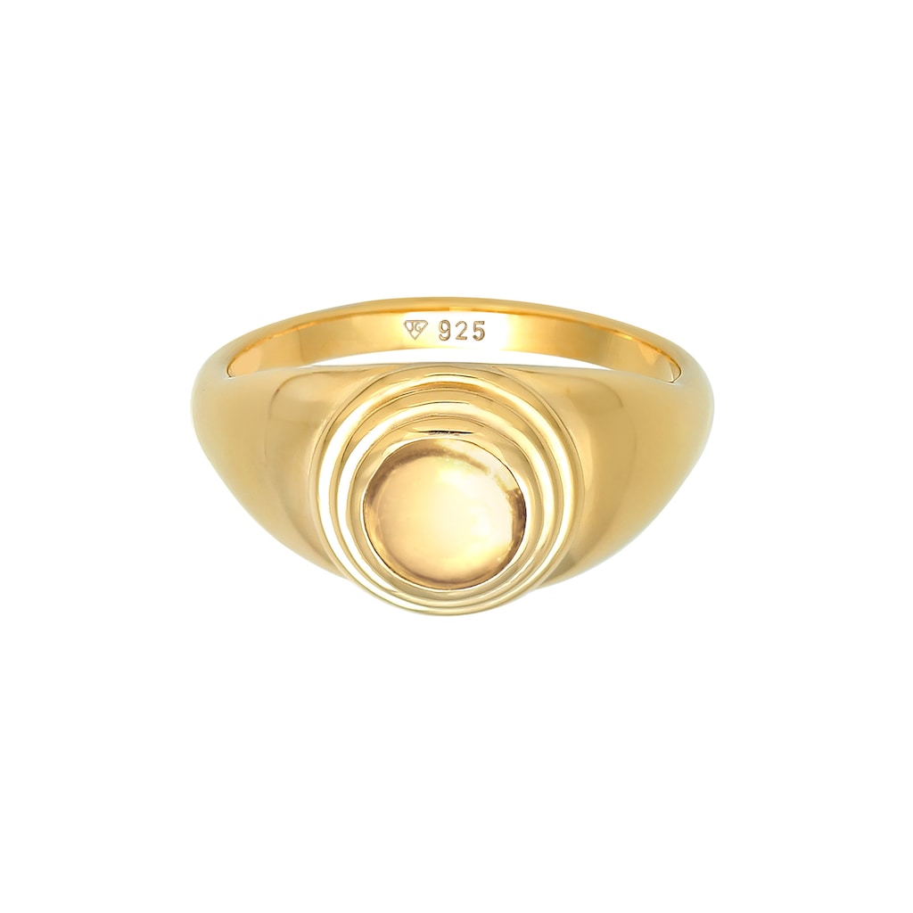 Elli Premium Fingerring »Siegelring Citrin Rund Klassik 925 Silber«