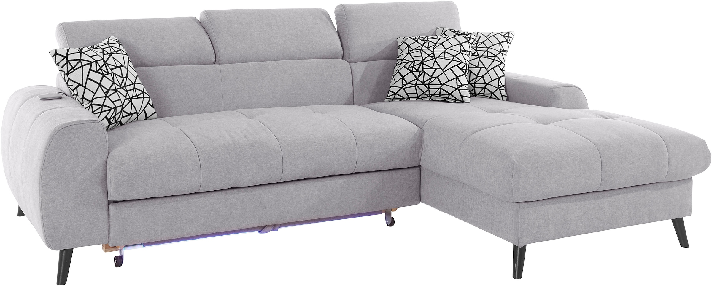 COTTA Ecksofa »Mia L-Form«, 3-tlg.-Kissen-Set, Recamiere, wahlweise mit oder ohne RGB-Beleuchtung