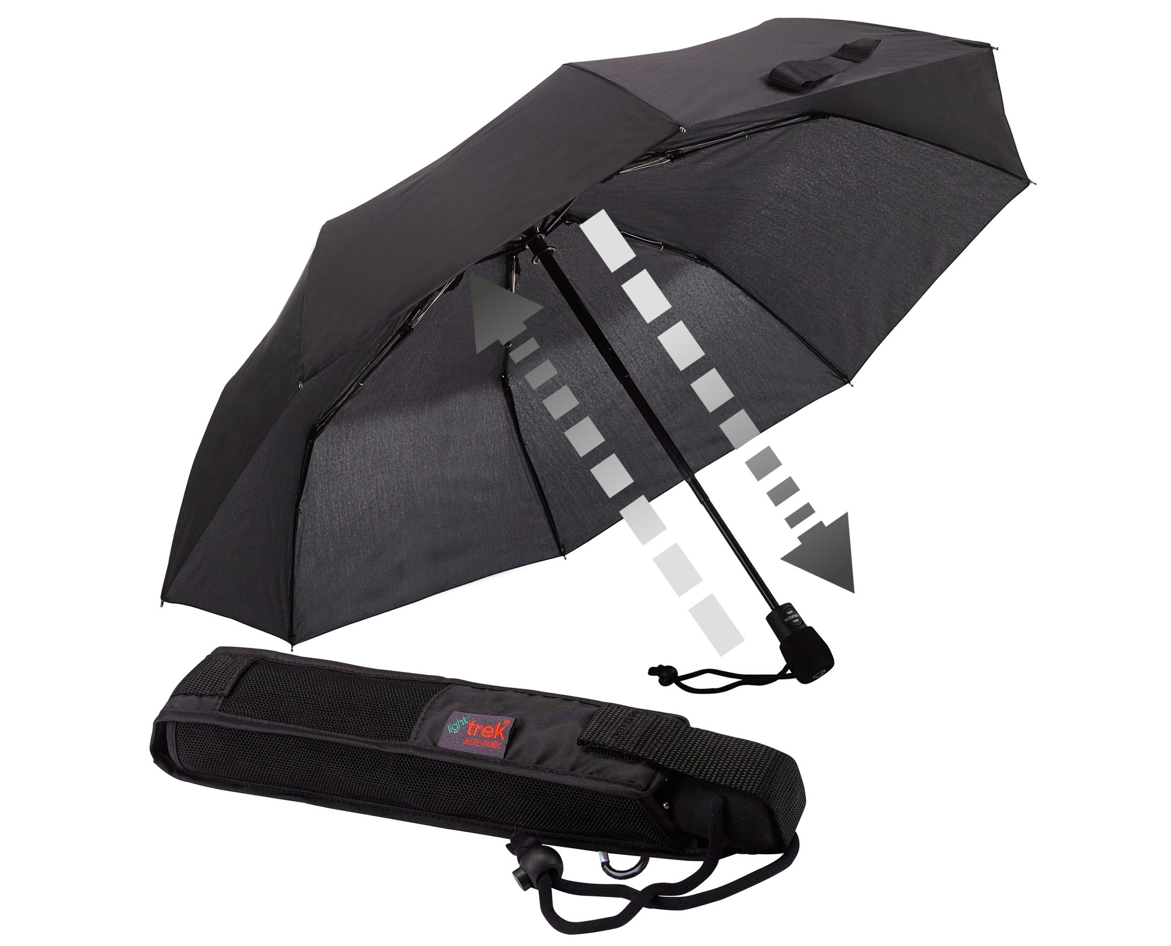 EuroSCHIRM® Taschenregenschirm »light trek automatic«, kompakte Größe, mit Automatik und integriertem Kompass im Griff