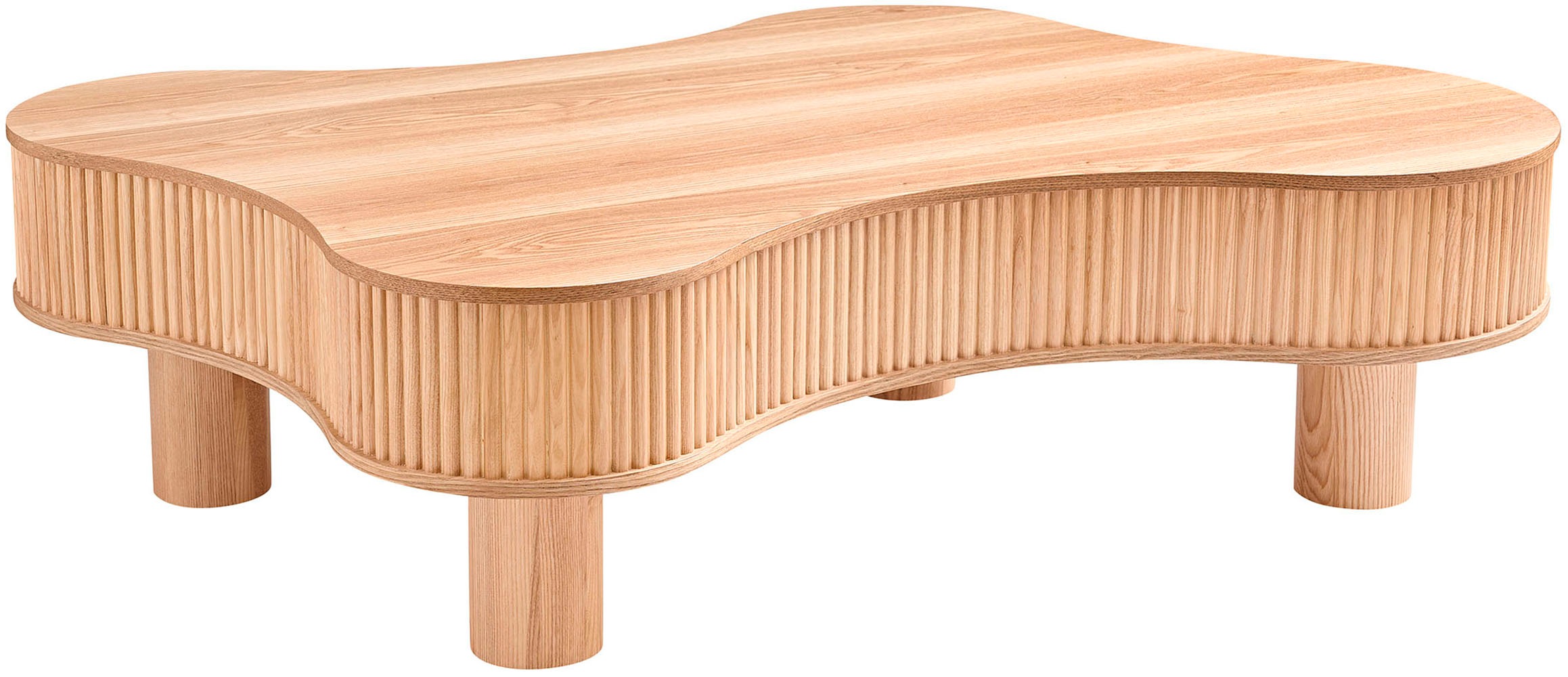 SalesFever Couchtisch »Wohnzimmertisch organisch mit Massivholz-Lamellen 115 x 75 cm« 1 Stk. tlg. Stilvoller & moderner Holztisch mit Echtholzfurnier