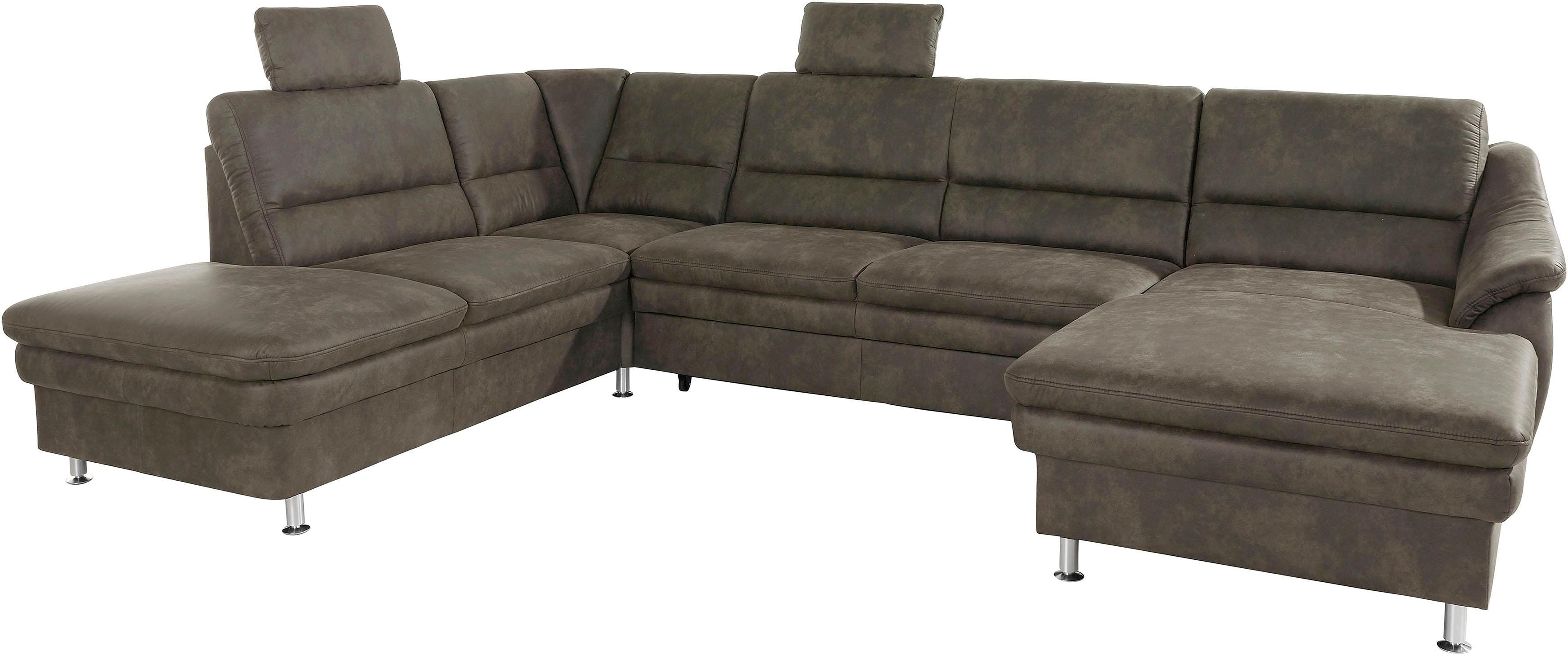 sit&more Wohnlandschaft "Cardoso, U-Form, B: 324 cm, Bettfunktion und Relaxfunktion optional" 2 Kopfstützen inklusive, Federkern, komfortable Sitzhöhe 47 cm