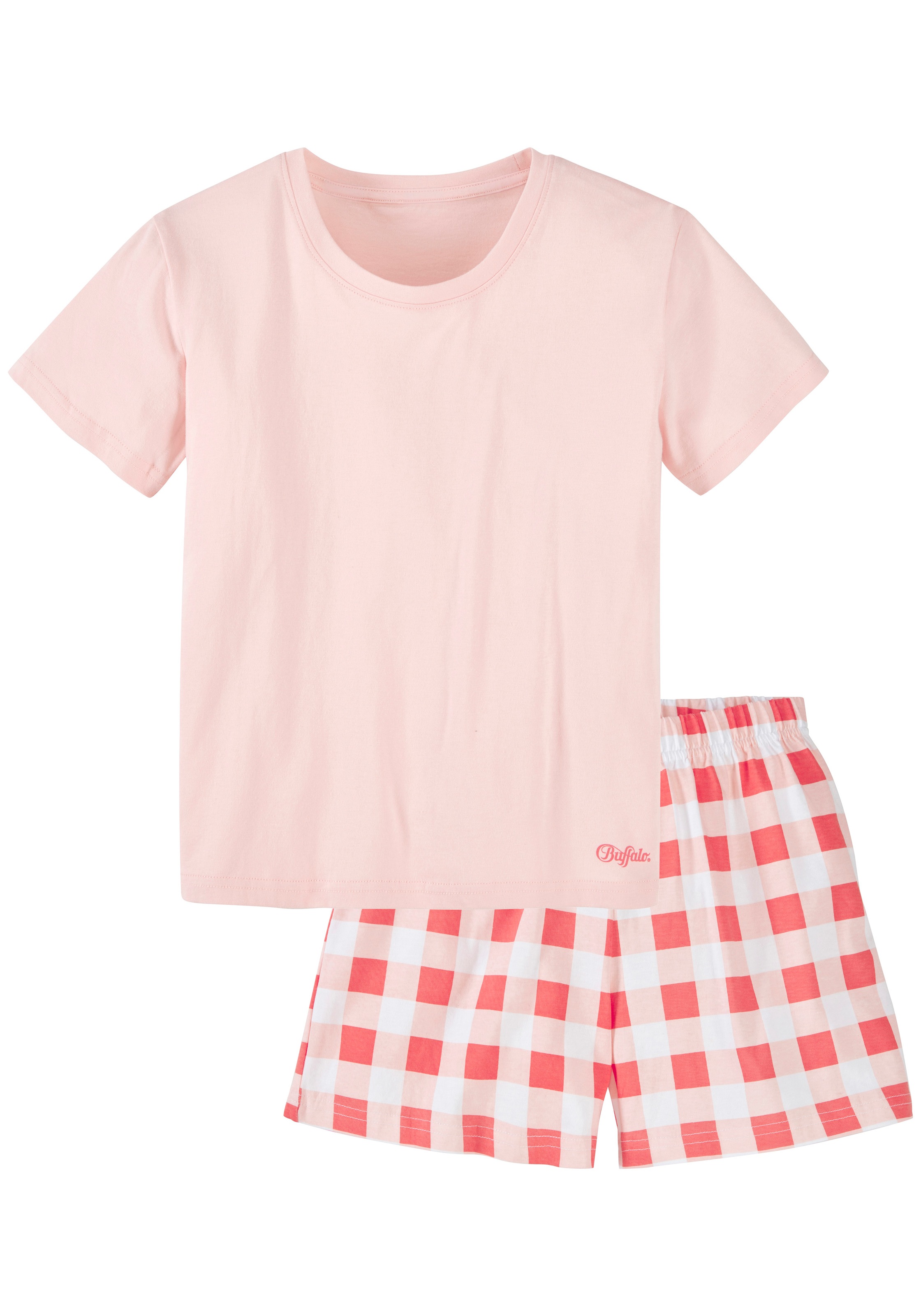 Buffalo Pyjama 1 Stück, 2 tlg. Mädchen - kurzer Schlafanzug mit karierter Hose